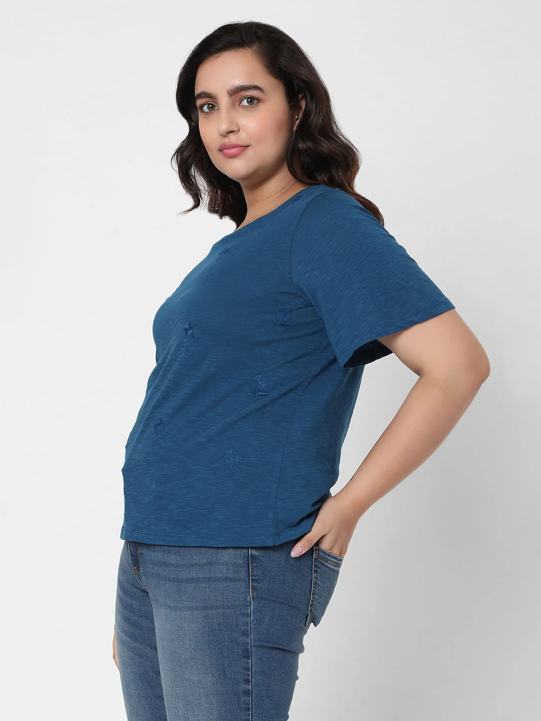 Curve Blue Embroidered Top - Image 3