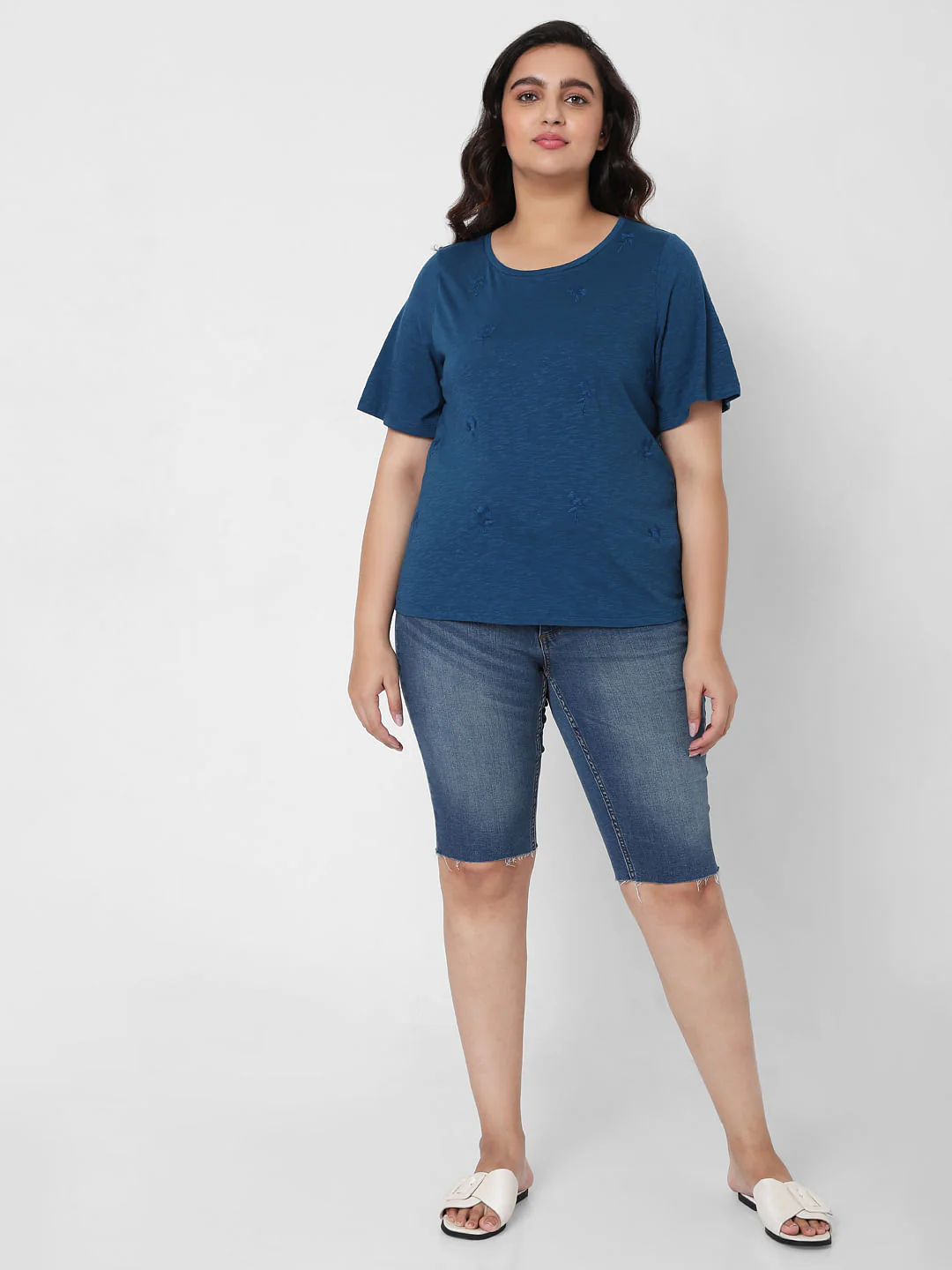 Curve Blue Embroidered Top - Image 5