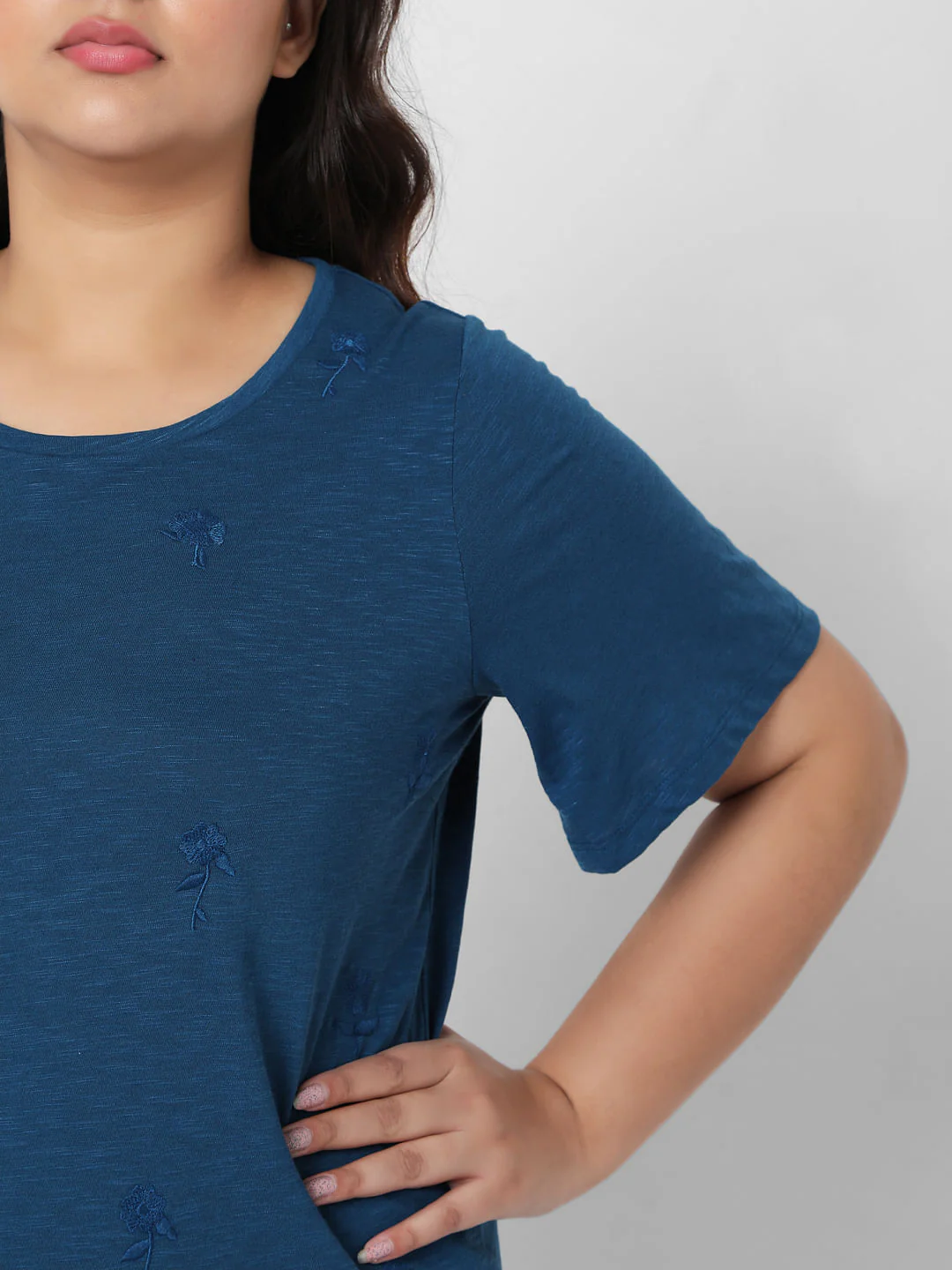 Curve Blue Embroidered Top - Image 6