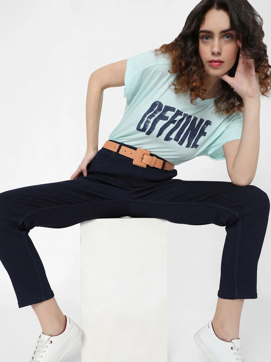 Dark Blue Mid Rise Skinny Jeans - Image 2