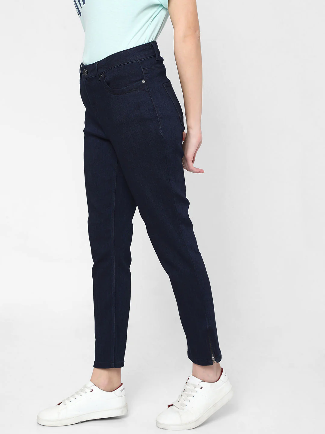 Dark Blue Mid Rise Skinny Jeans - Image 3