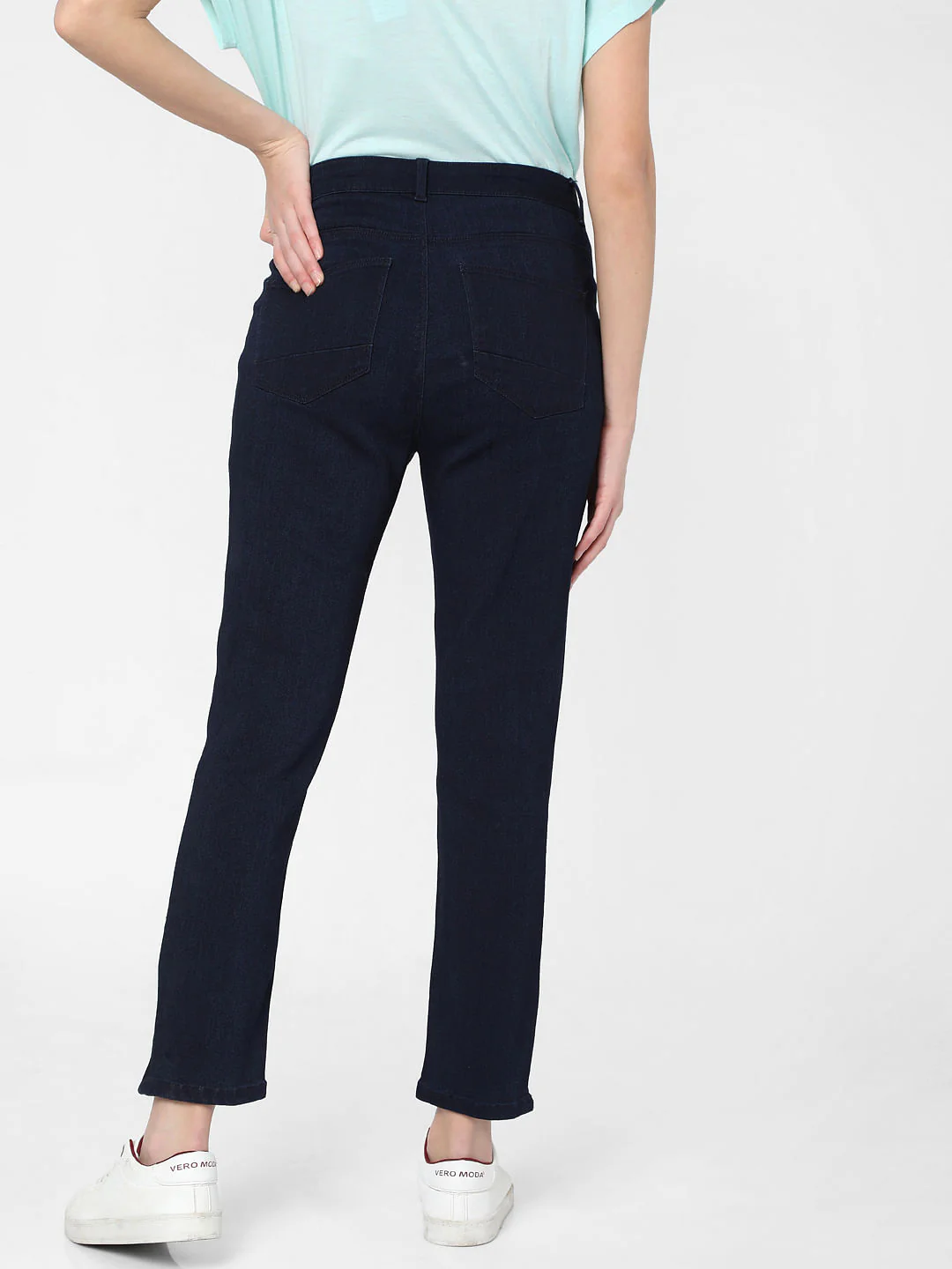 Dark Blue Mid Rise Skinny Jeans - Image 4