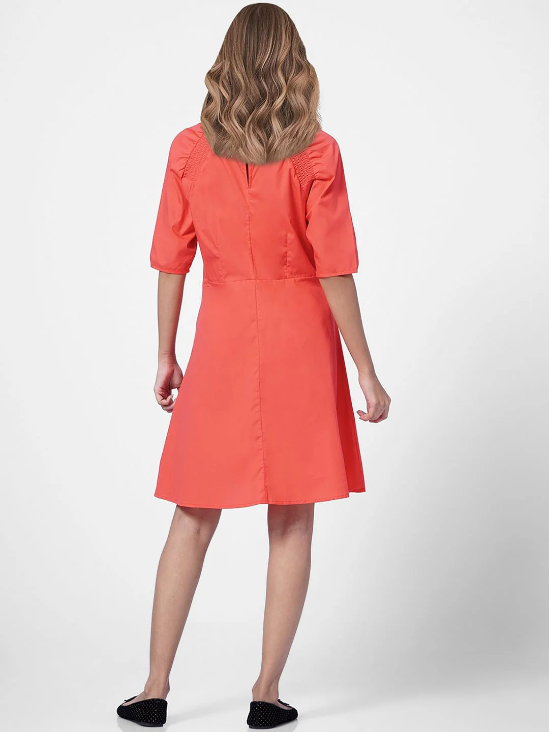 Coral Fit & Flare Dress - Image 3