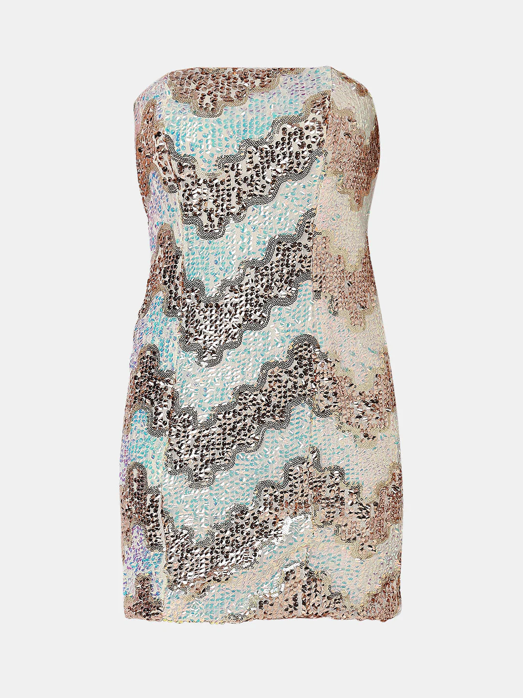Blue Zig-Zag Sequin Mini Tube Dress - Image 7