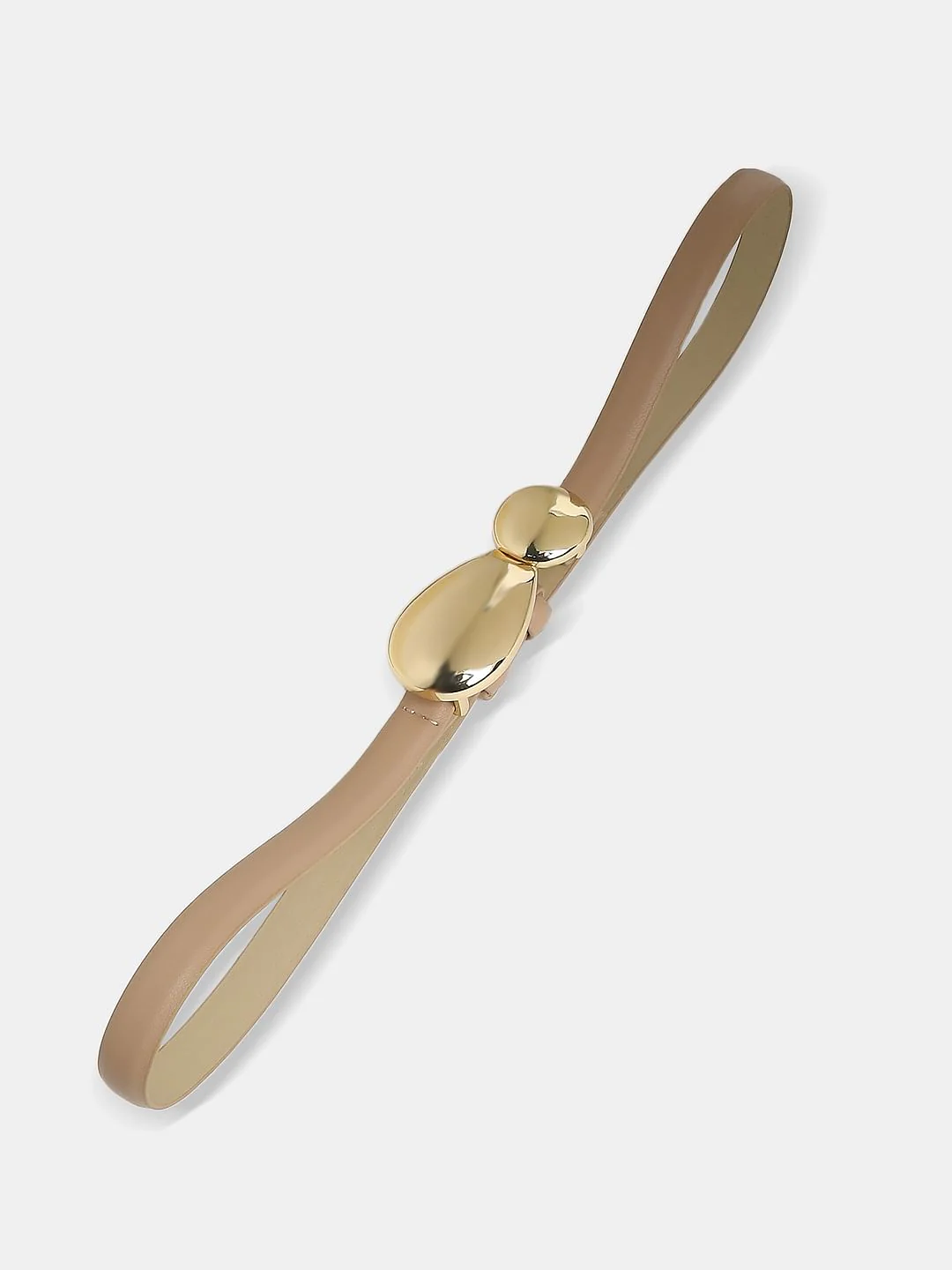 Beige Snap Buckle Dress Belt - Image 3