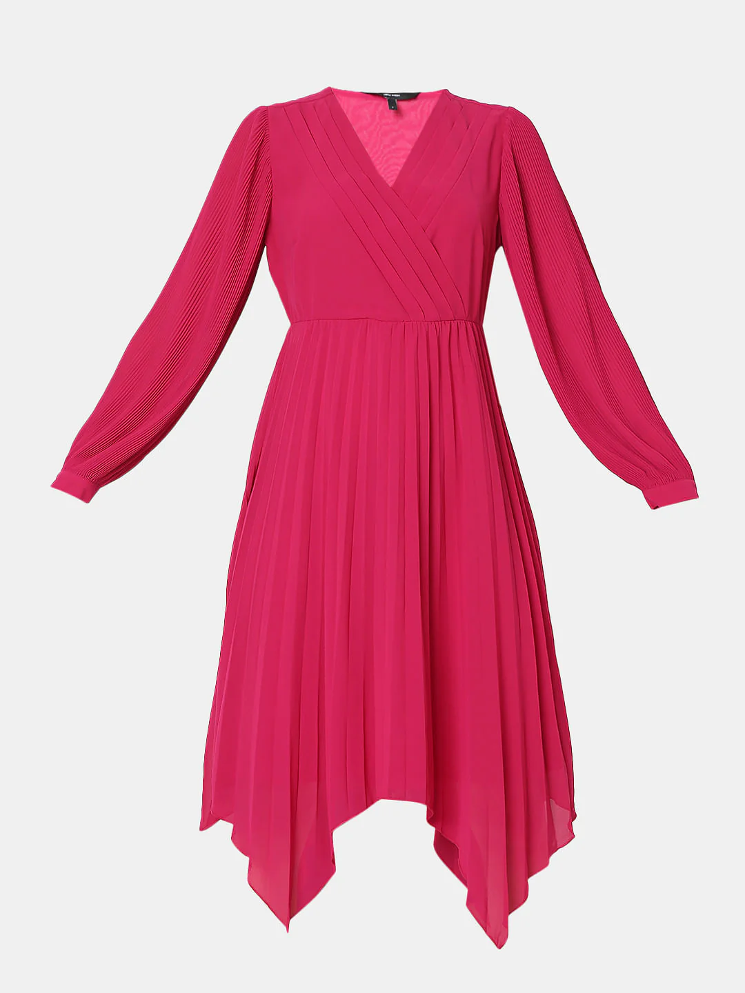 Pink Pleated Asymmetric Dress - Image 5