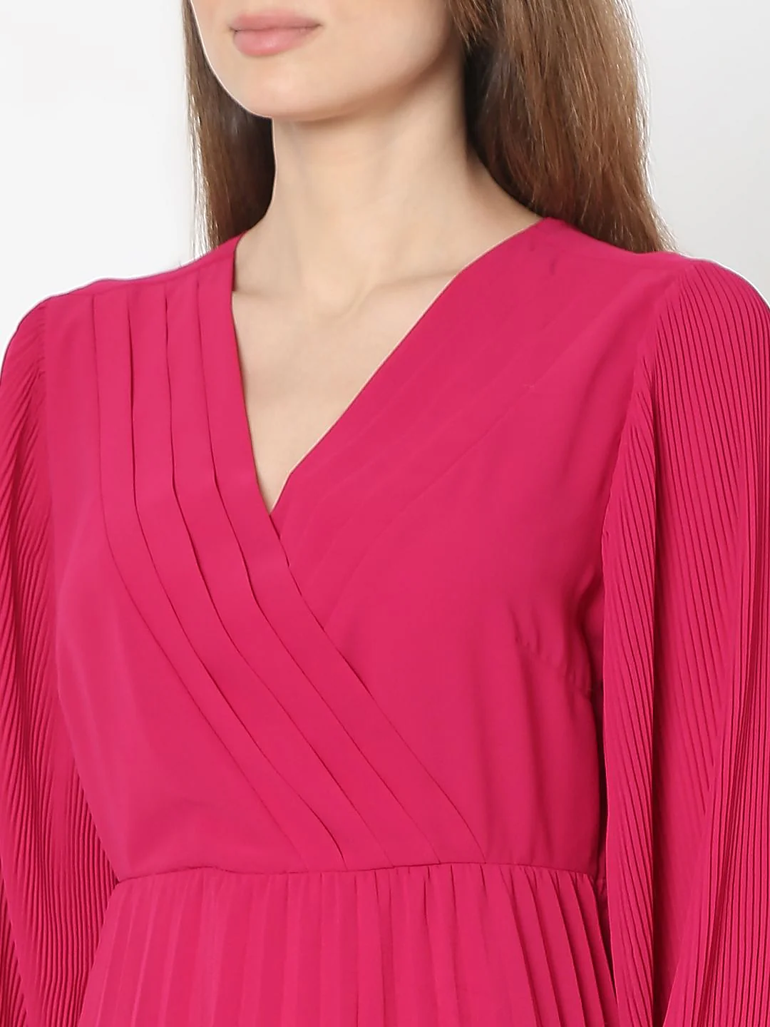 Pink Pleated Asymmetric Dress - Image 7