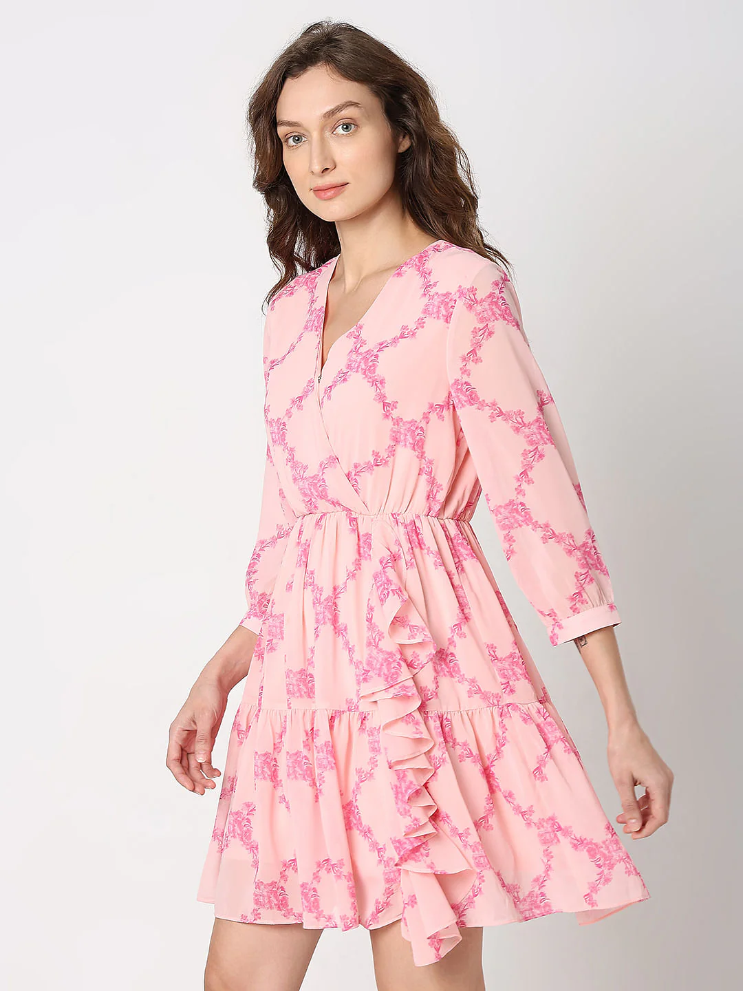 Pink Floral Fit & Flare Dress - Image 3