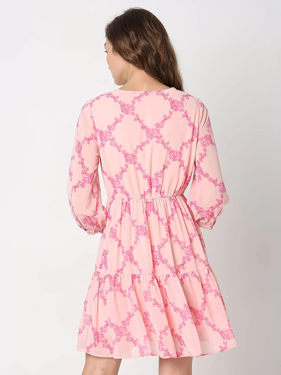 Pink Floral Fit & Flare Dress - Image 4