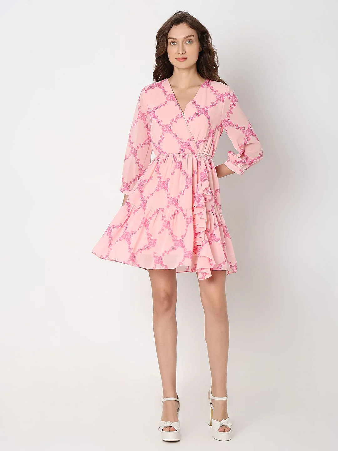 Pink Floral Fit & Flare Dress - Image 5