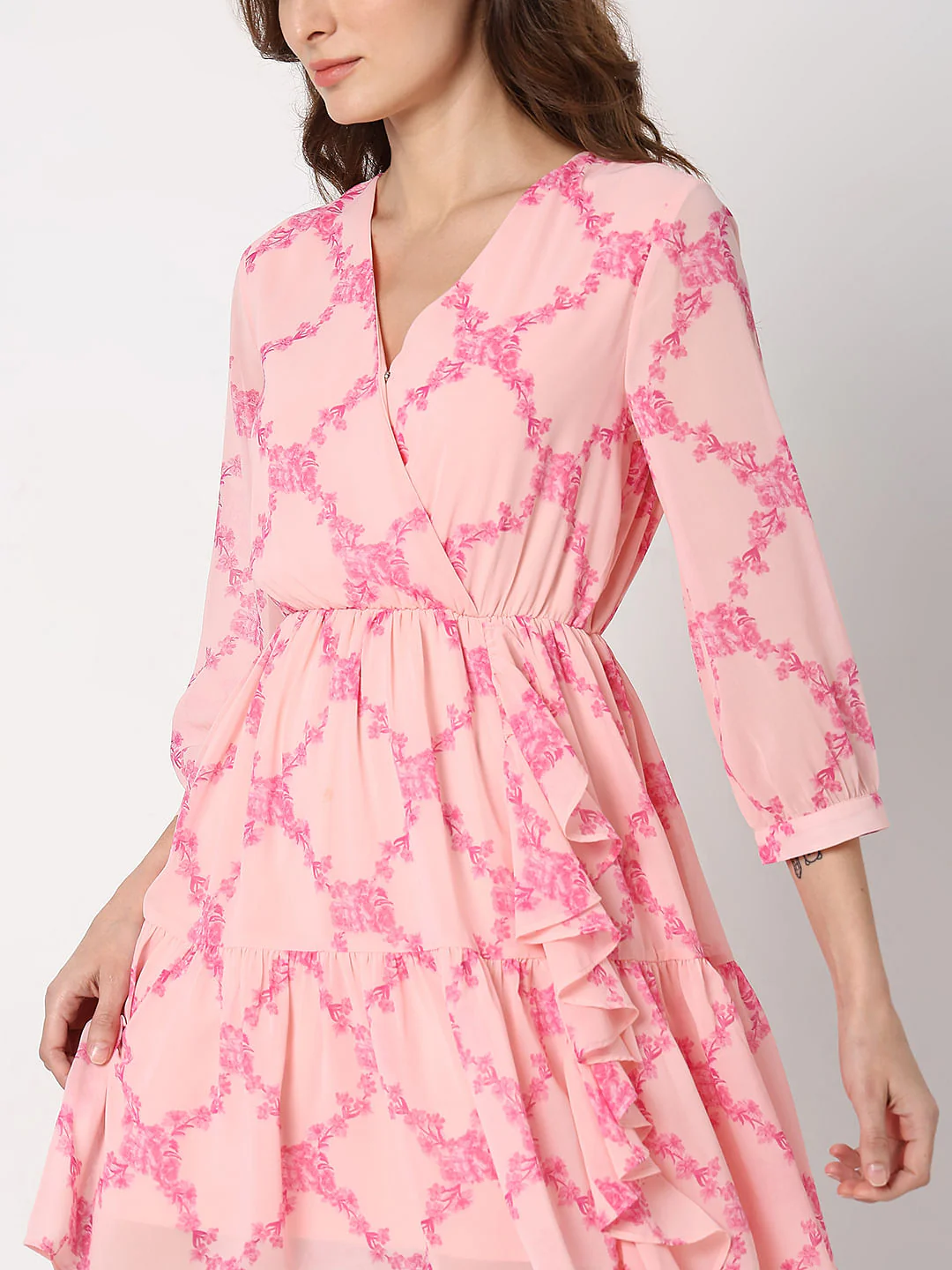 Pink Floral Fit & Flare Dress - Image 6