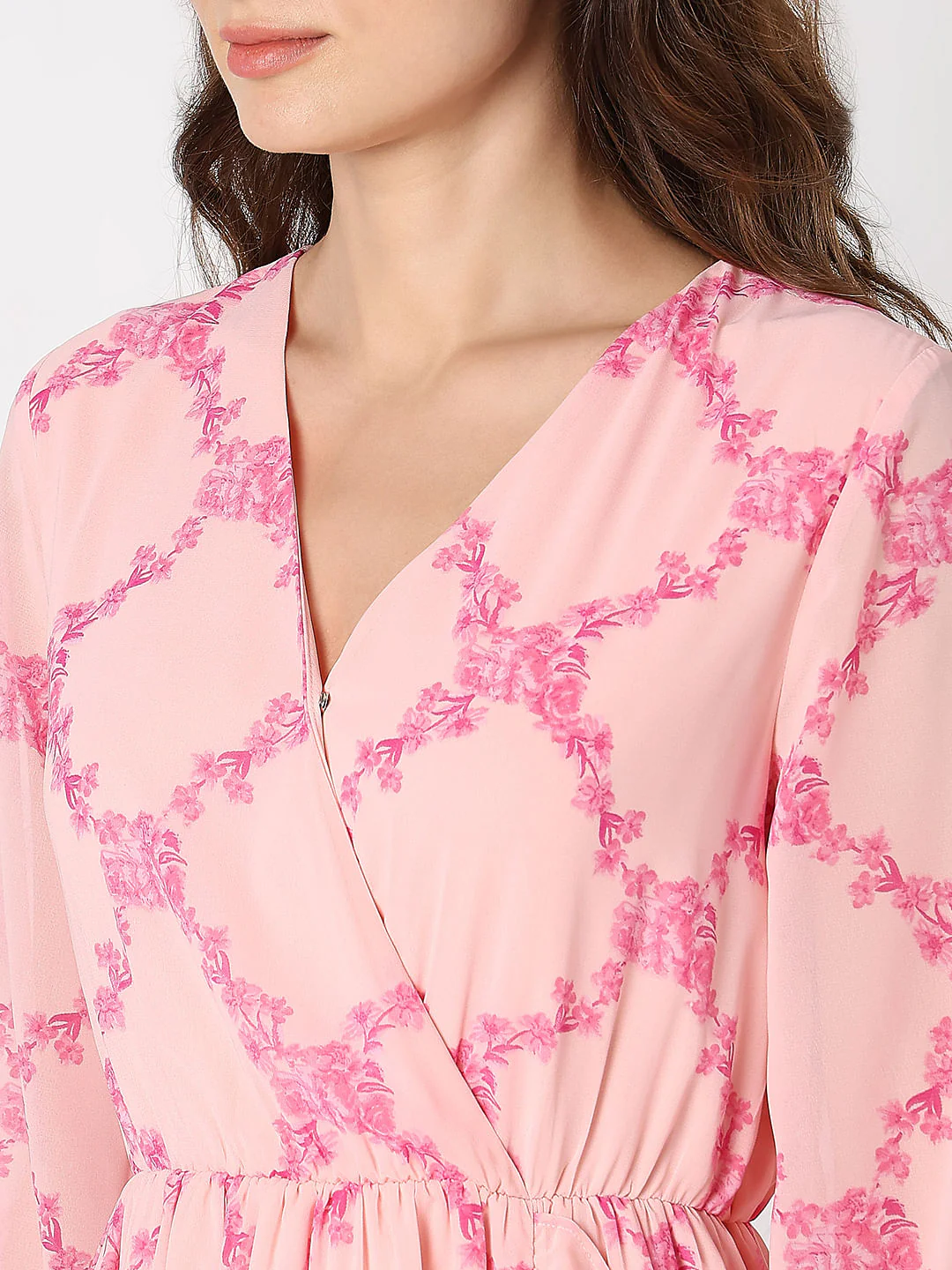 Pink Floral Fit & Flare Dress - Image 8