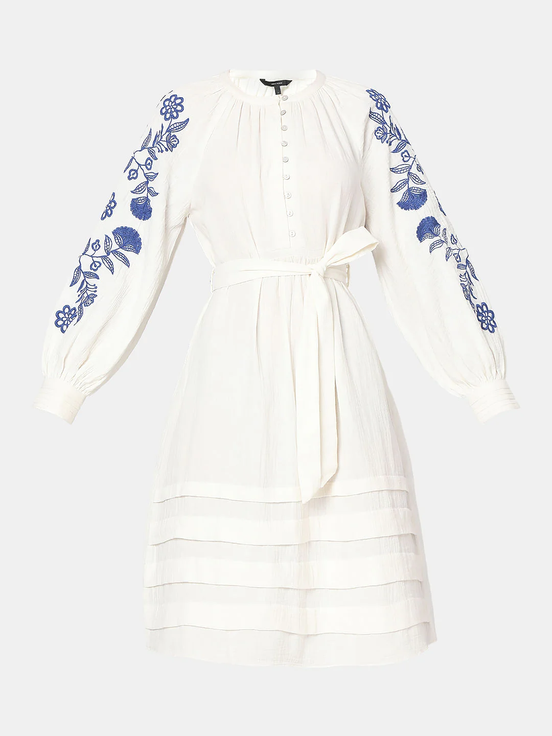 White Contrast Embroidery Dress - Image 6
