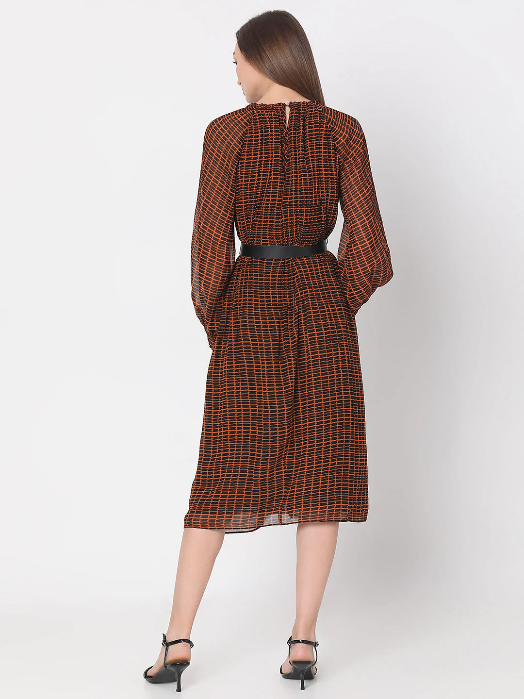 Rust Geometric Print Midi Dress - Image 3