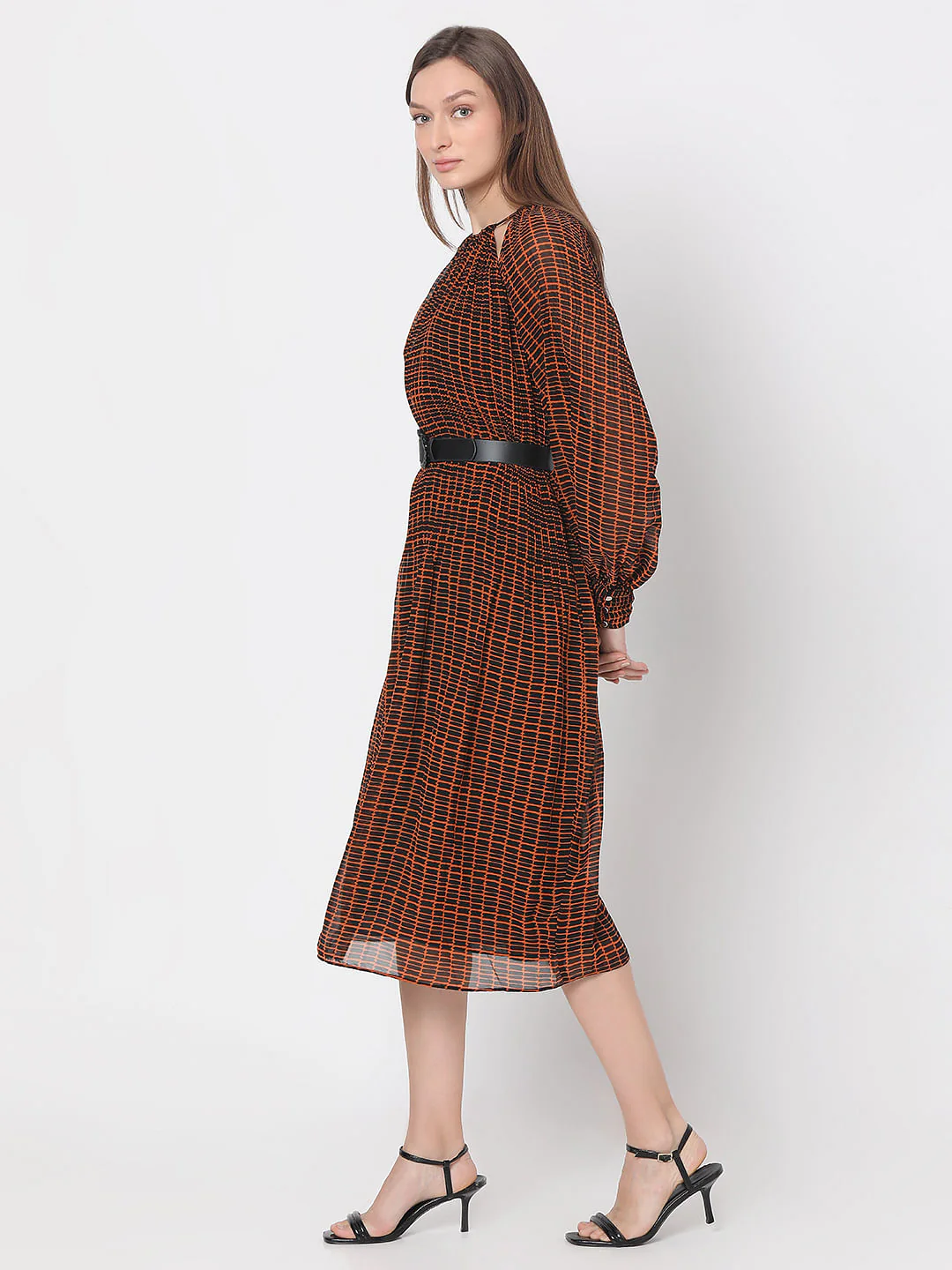 Rust Geometric Print Midi Dress - Image 4