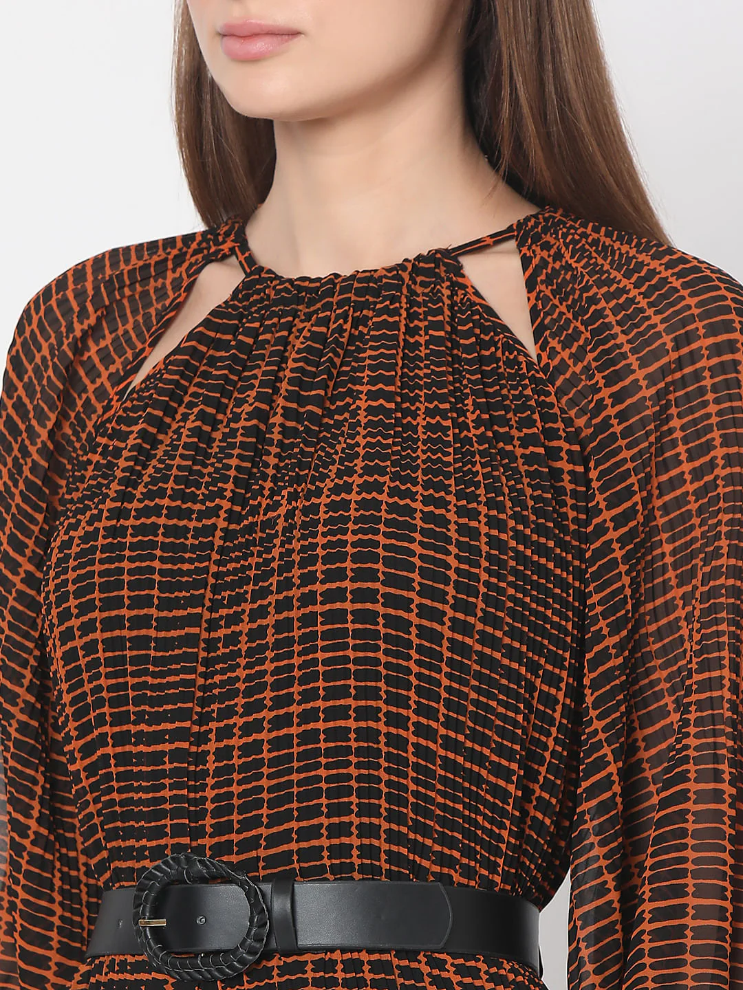 Rust Geometric Print Midi Dress - Image 7