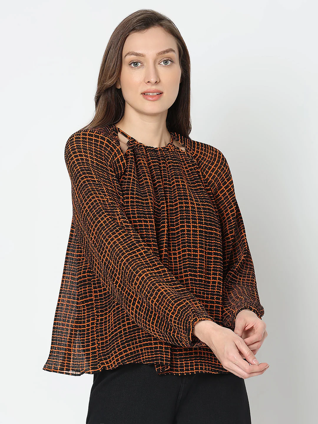 Rust Geometric Print Top - Image 2