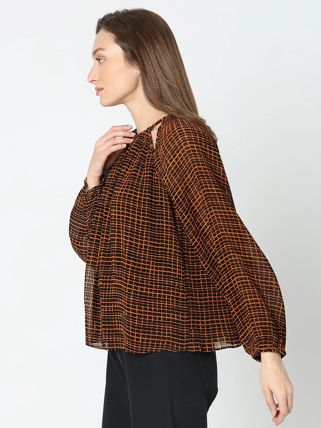Rust Geometric Print Top - Image 3