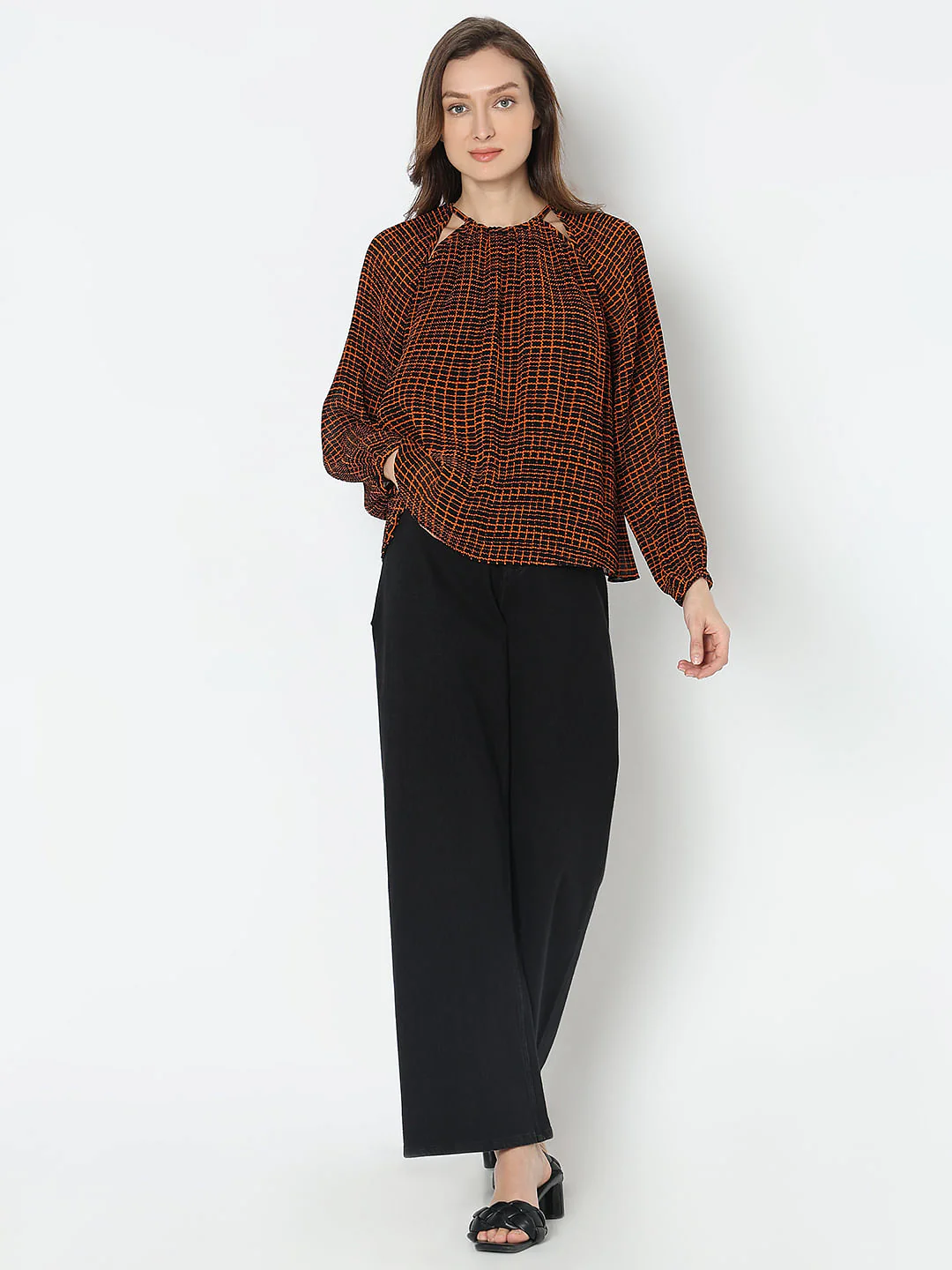 Rust Geometric Print Top - Image 5