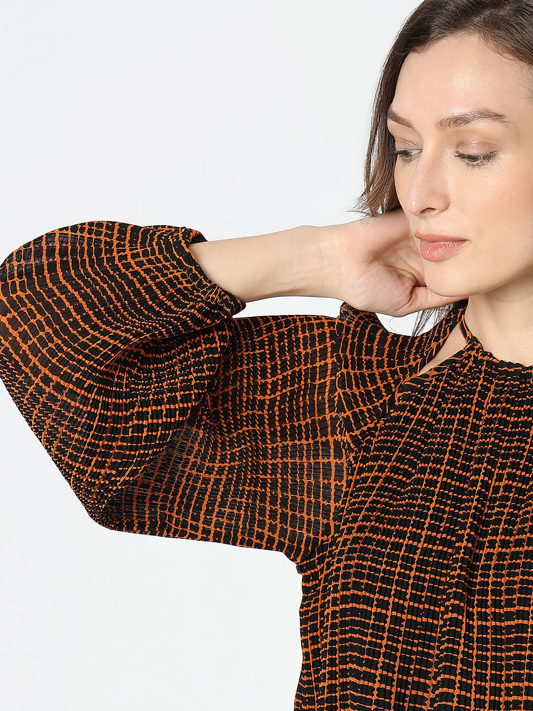 Rust Geometric Print Top - Image 6