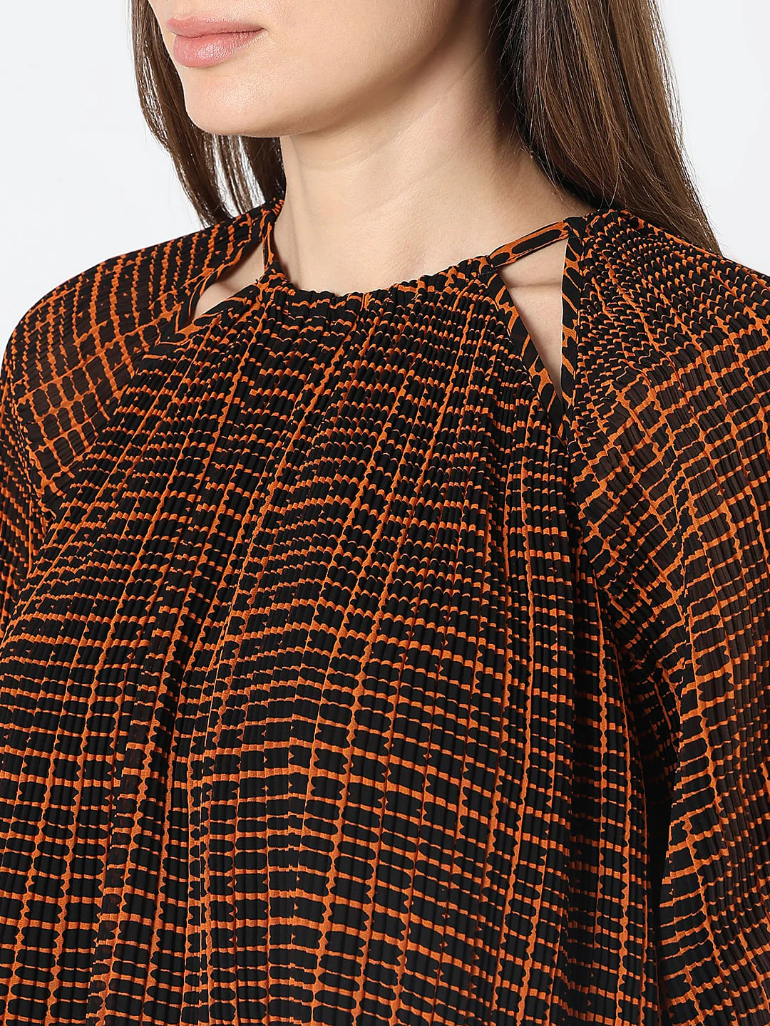 Rust Geometric Print Top - Image 8