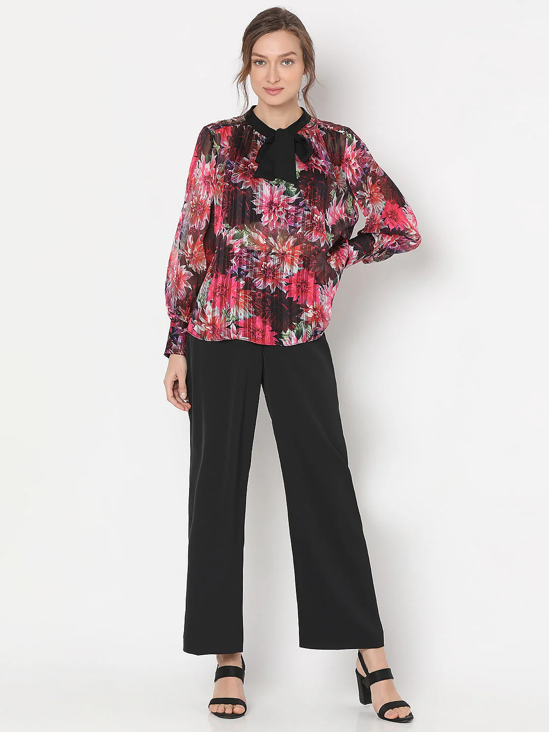 Pink Floral Pleated Top - Image 5