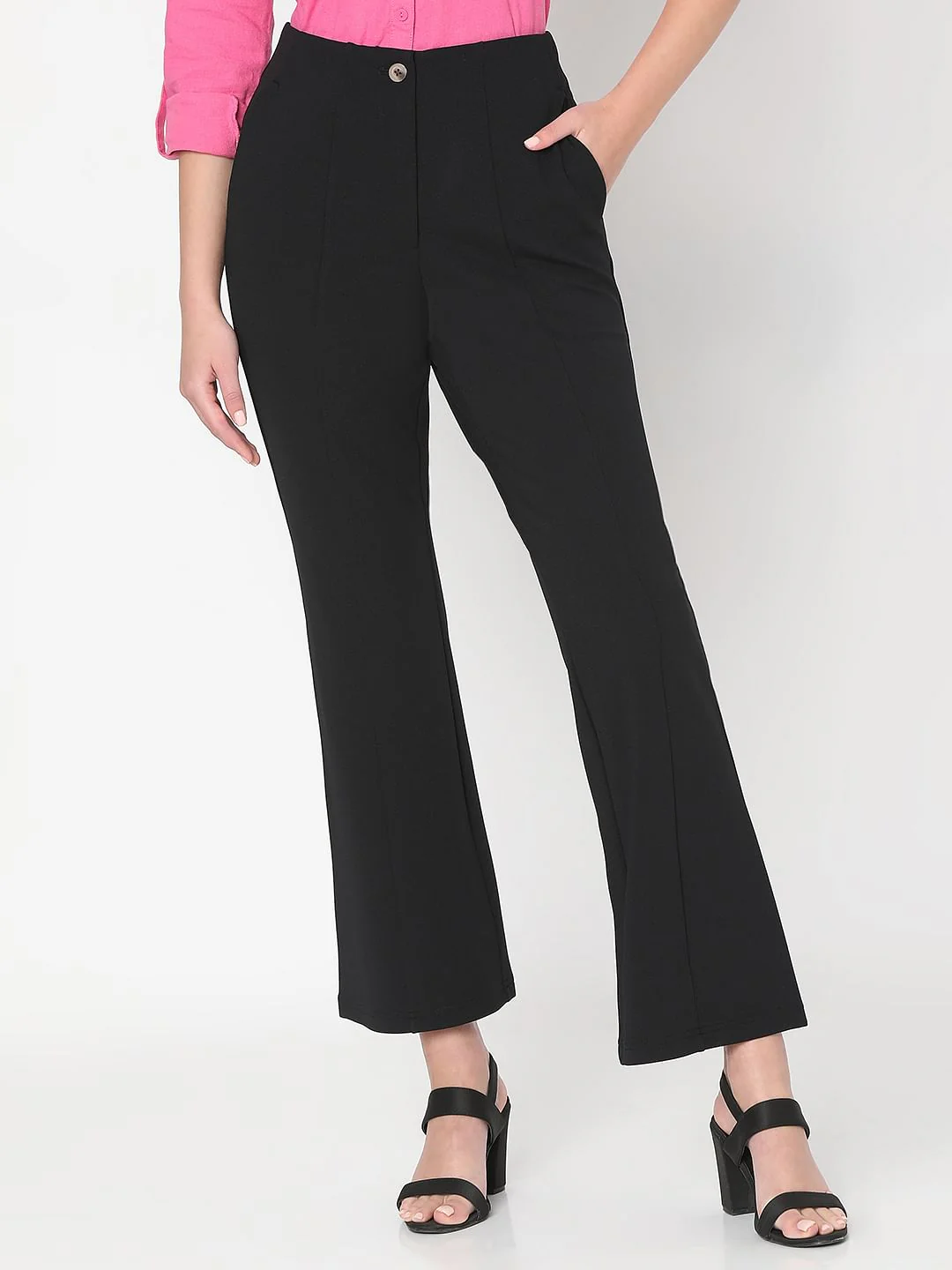Black High Rise Flared Pants - Image 2