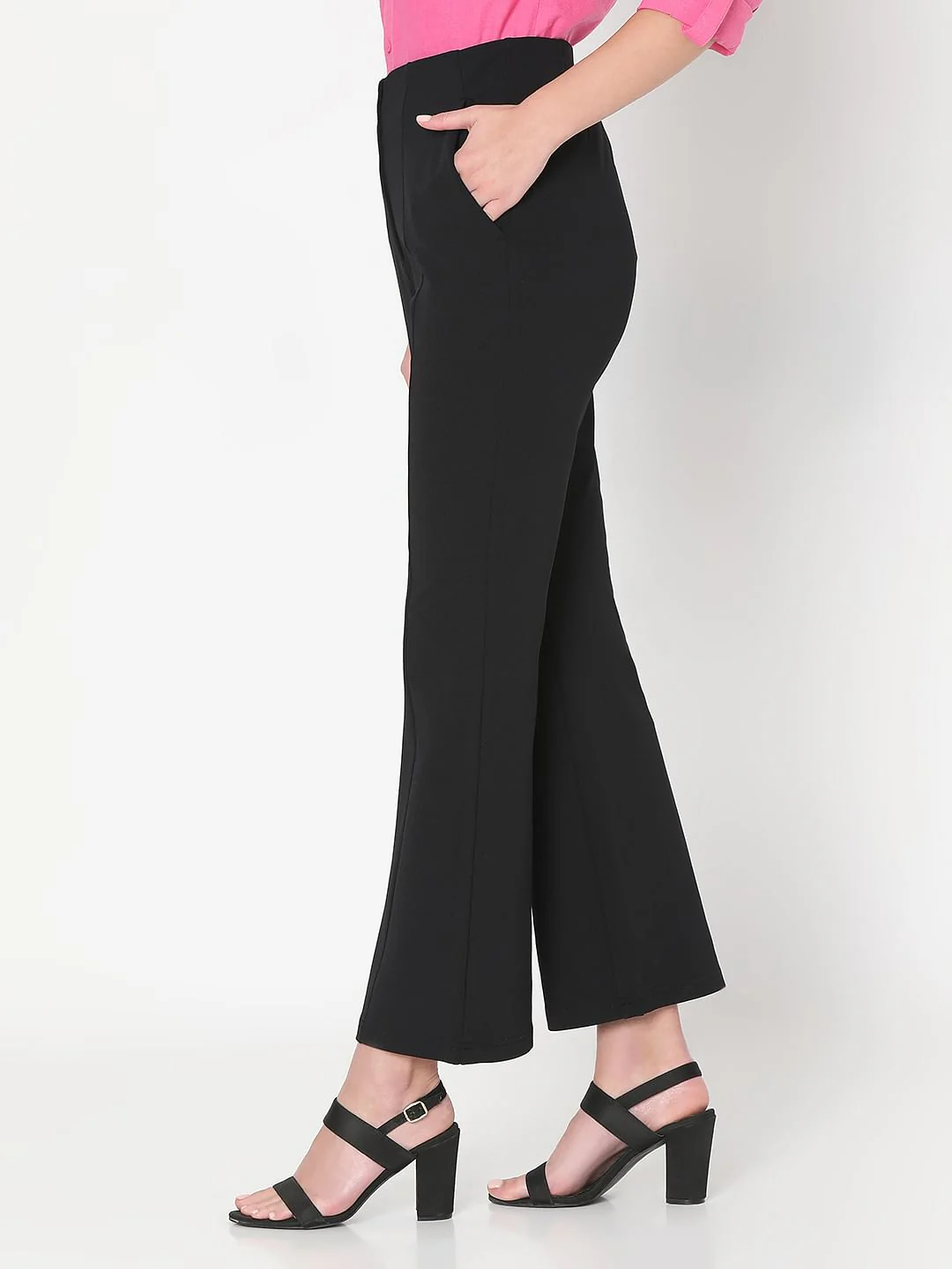 Black High Rise Flared Pants - Image 3