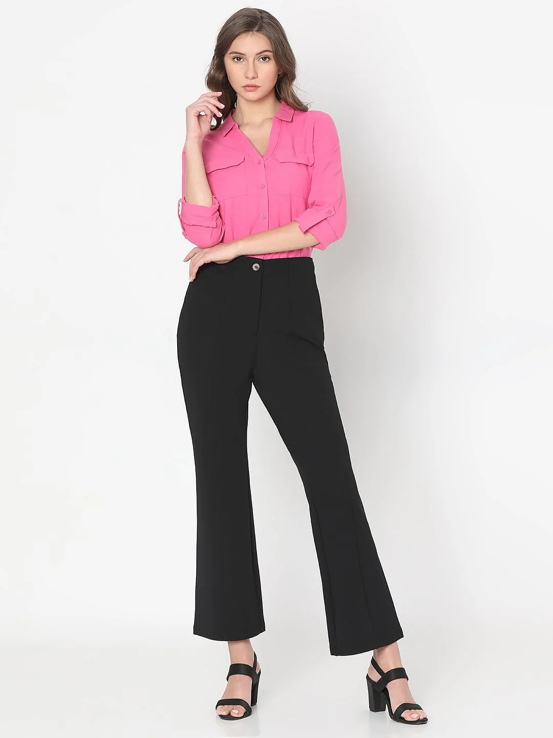 Black High Rise Flared Pants - Image 5