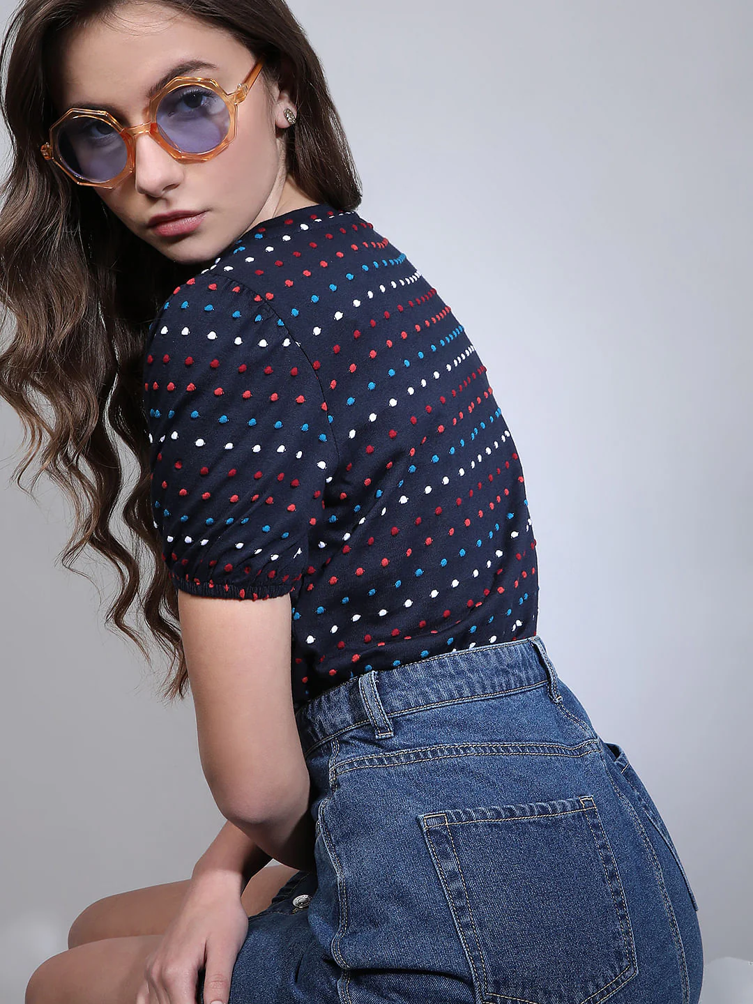 Navy Blue Textured T-Shirt