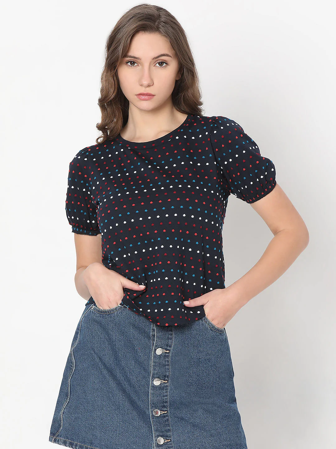 Navy Blue Textured T-Shirt - Image 2