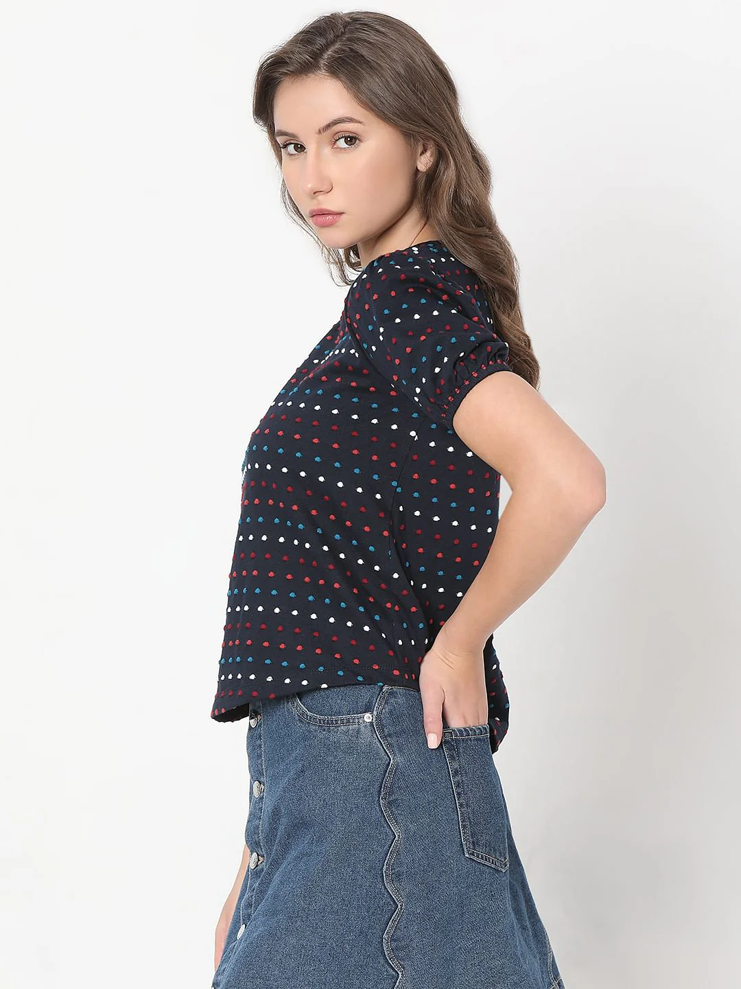 Navy Blue Textured T-Shirt - Image 3