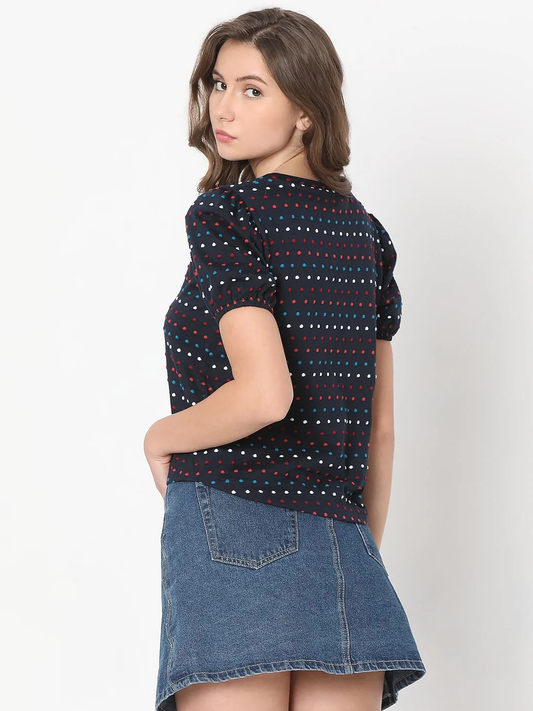 Navy Blue Textured T-Shirt - Image 4