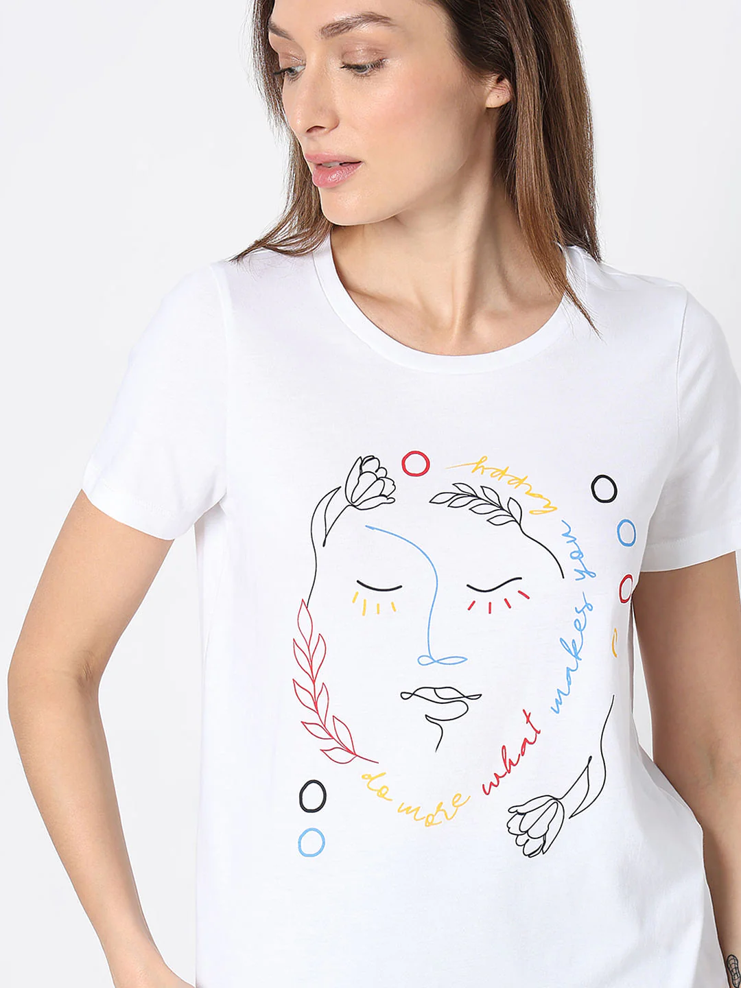 White Sketchface Cotton T-Shirt - Image 6