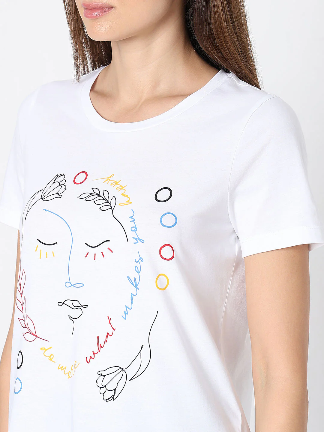 White Sketchface Cotton T-Shirt - Image 8