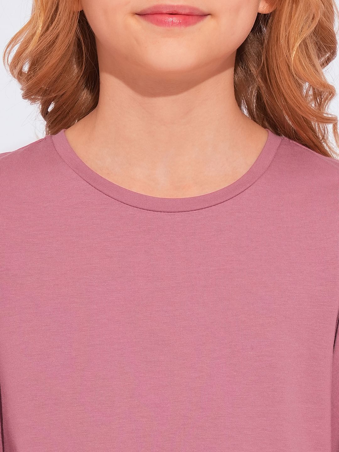 Girls Pink O-Neck Cotton Top - Image 4