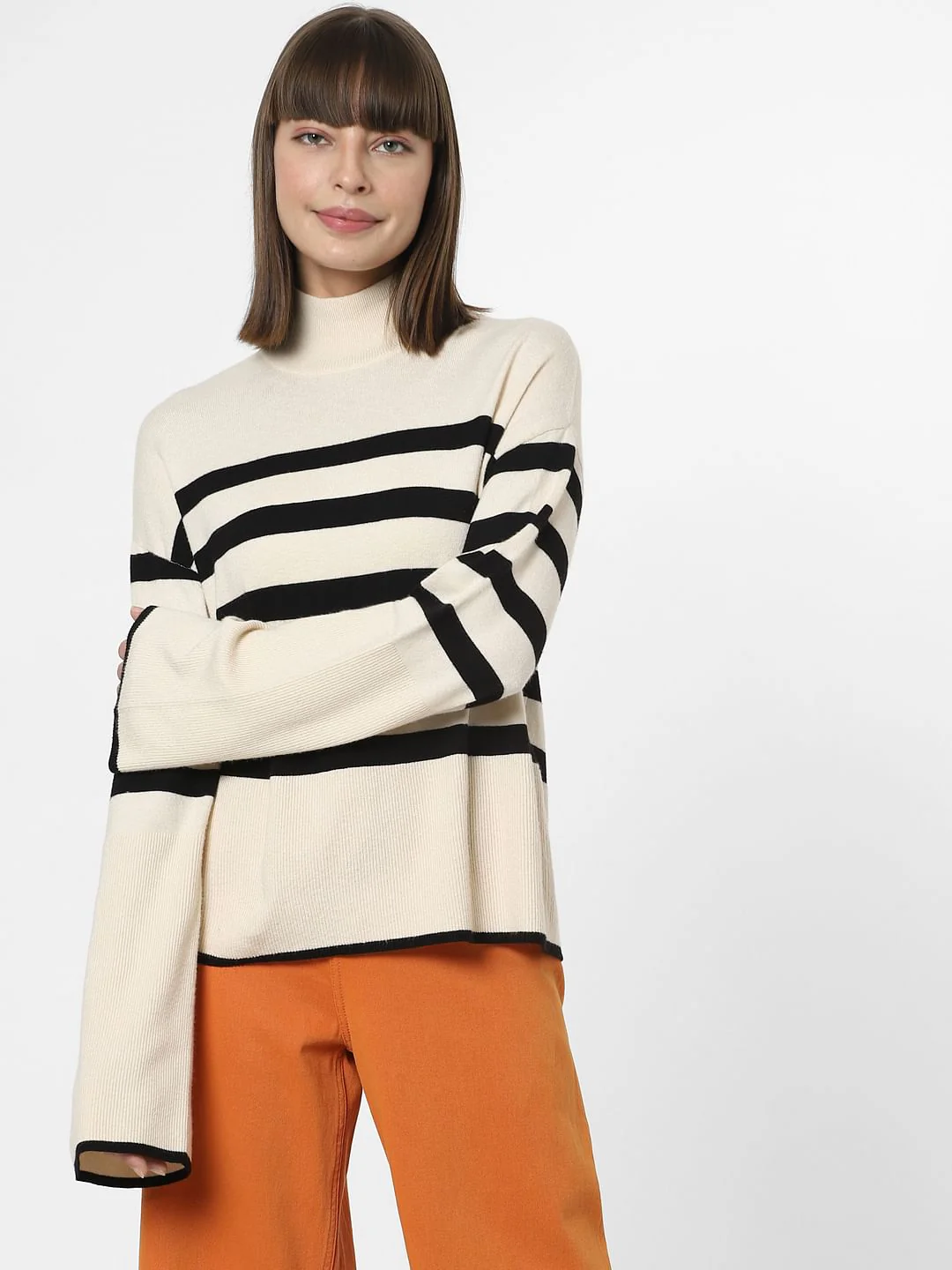 Off-White High Neck Striped Pullover - Image 2
