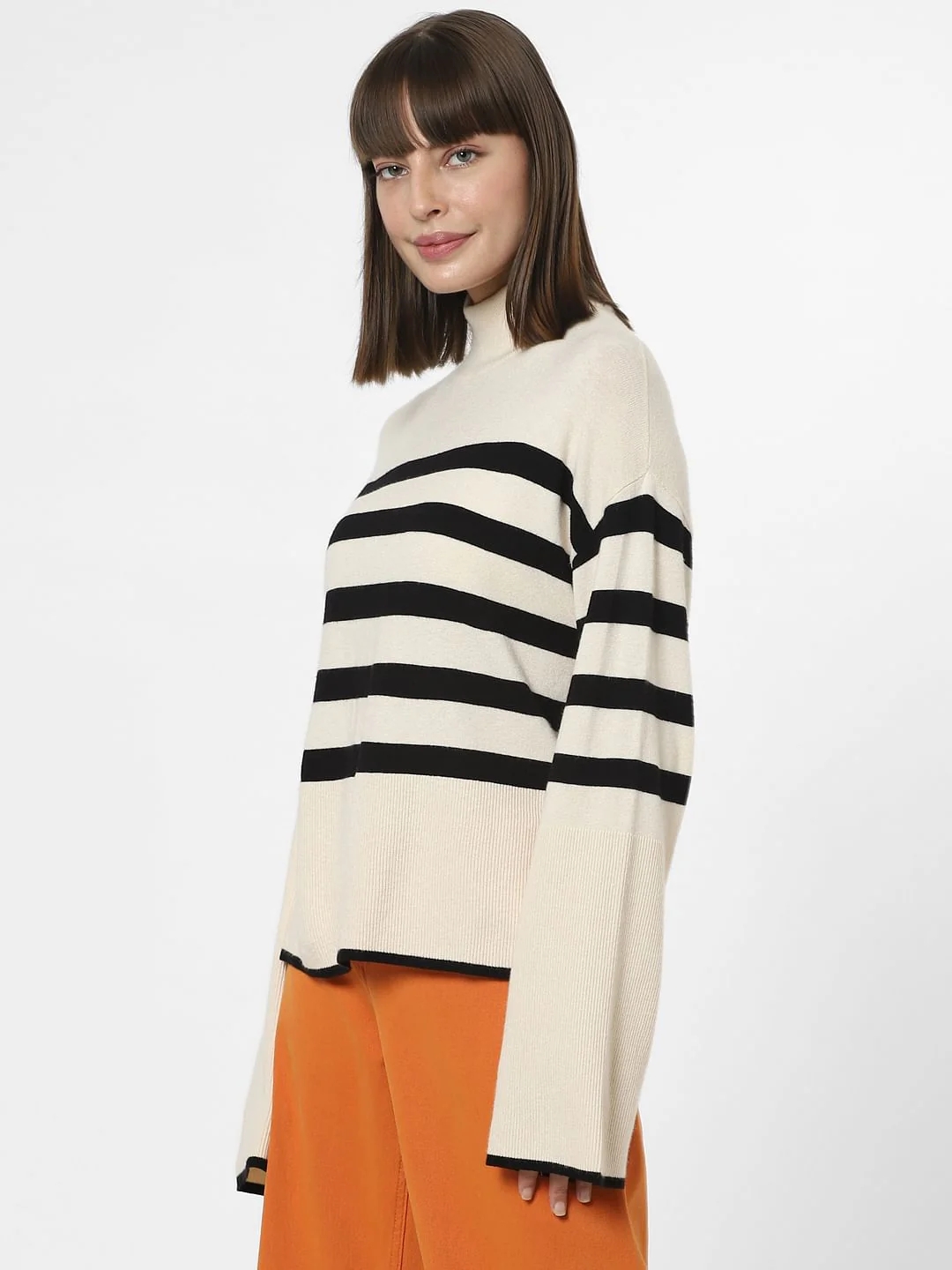 Off-White High Neck Striped Pullover - Image 3