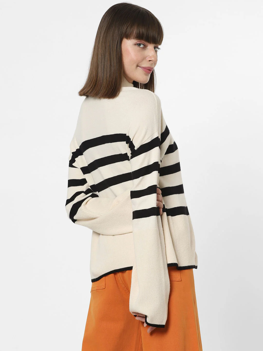 Off-White High Neck Striped Pullover - Image 4
