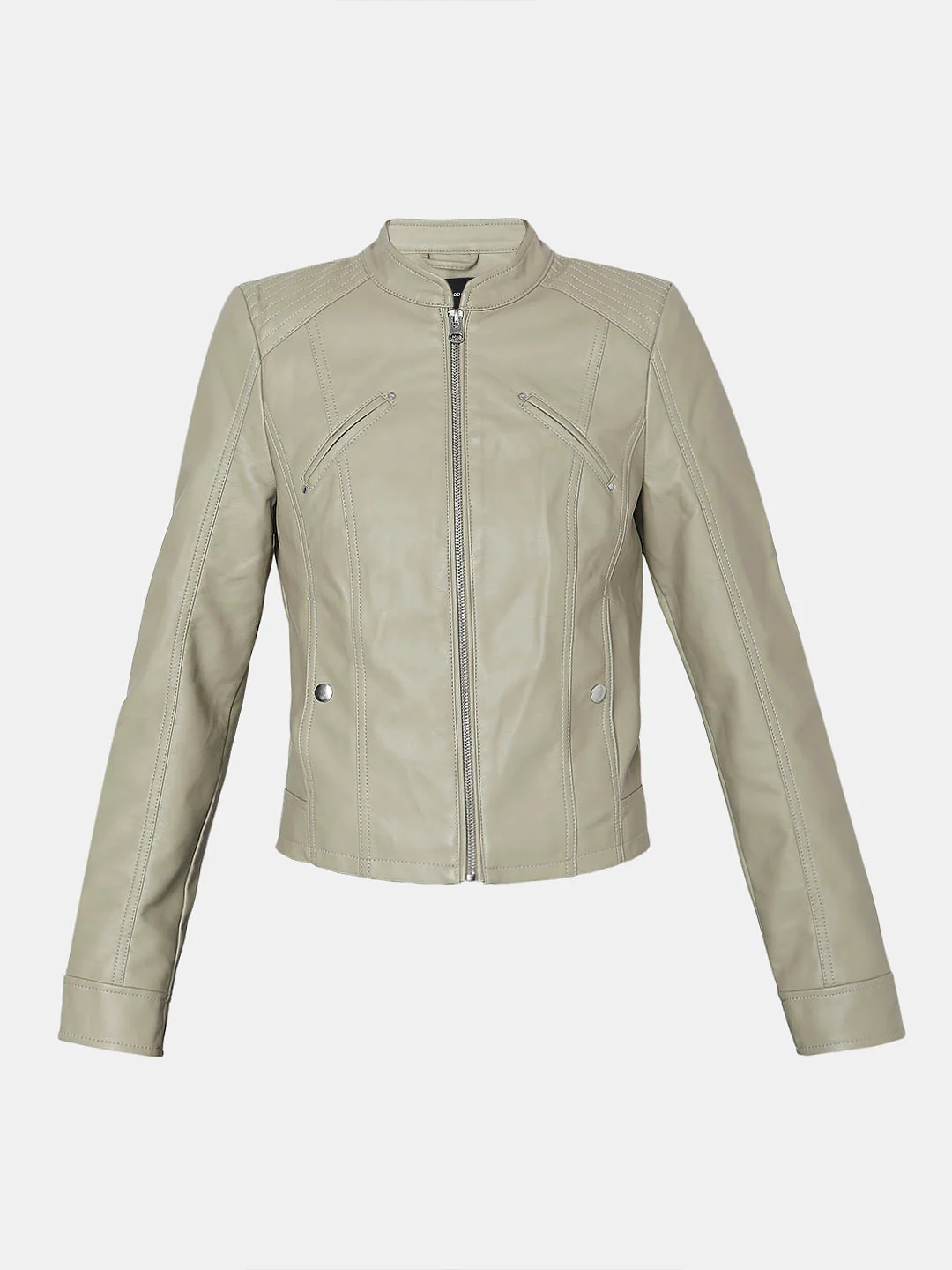 Green Faux Leather Biker Jacket - Image 7