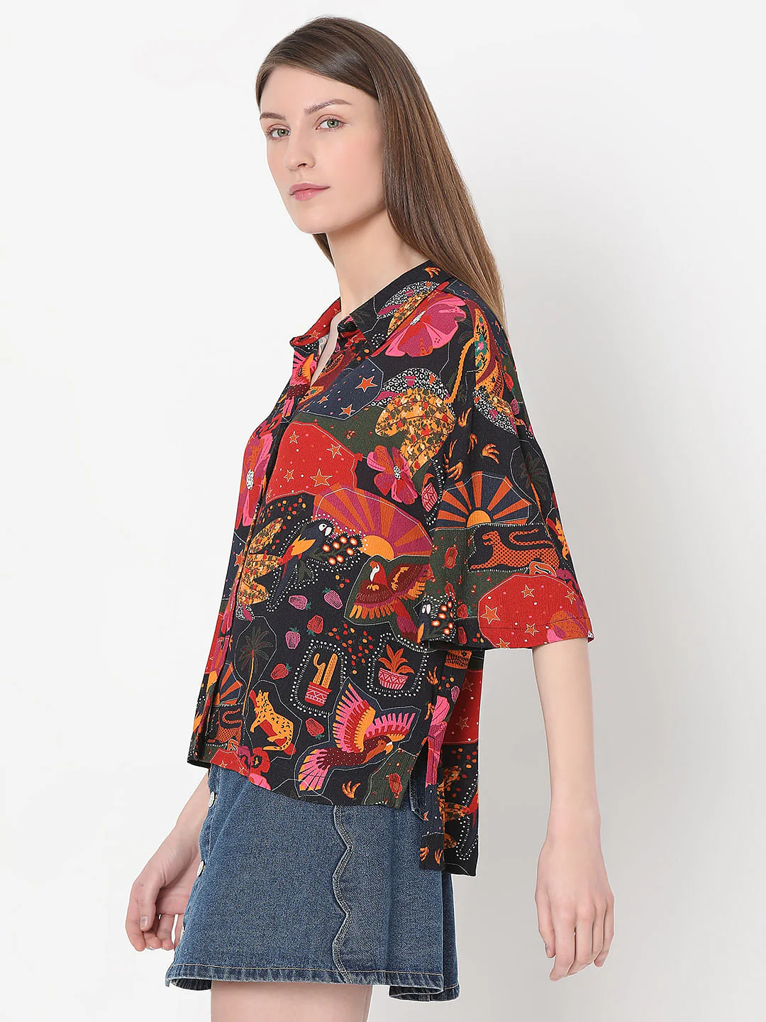 Black Floral Print Shirt - Image 3