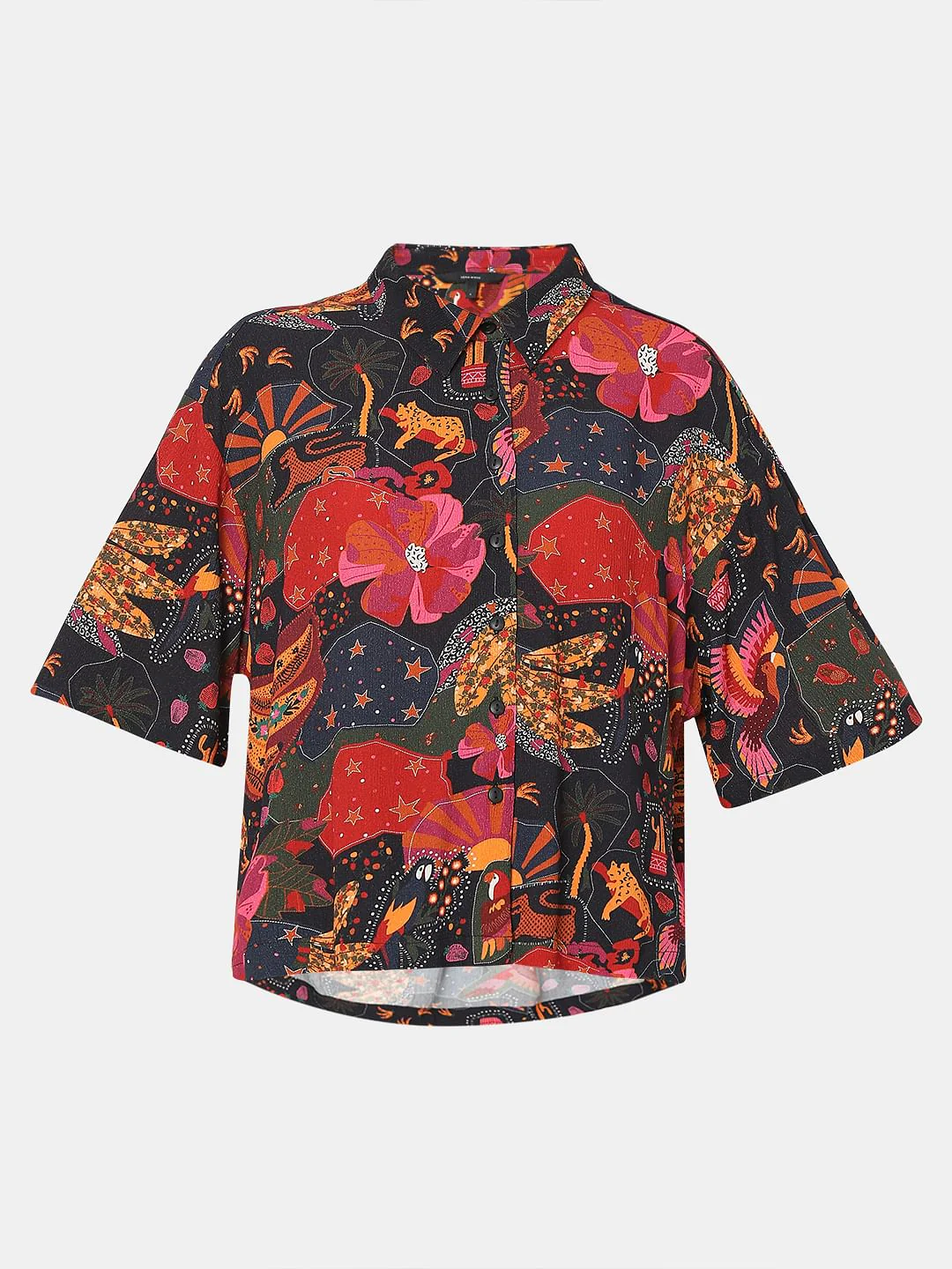 Black Floral Print Shirt - Image 7