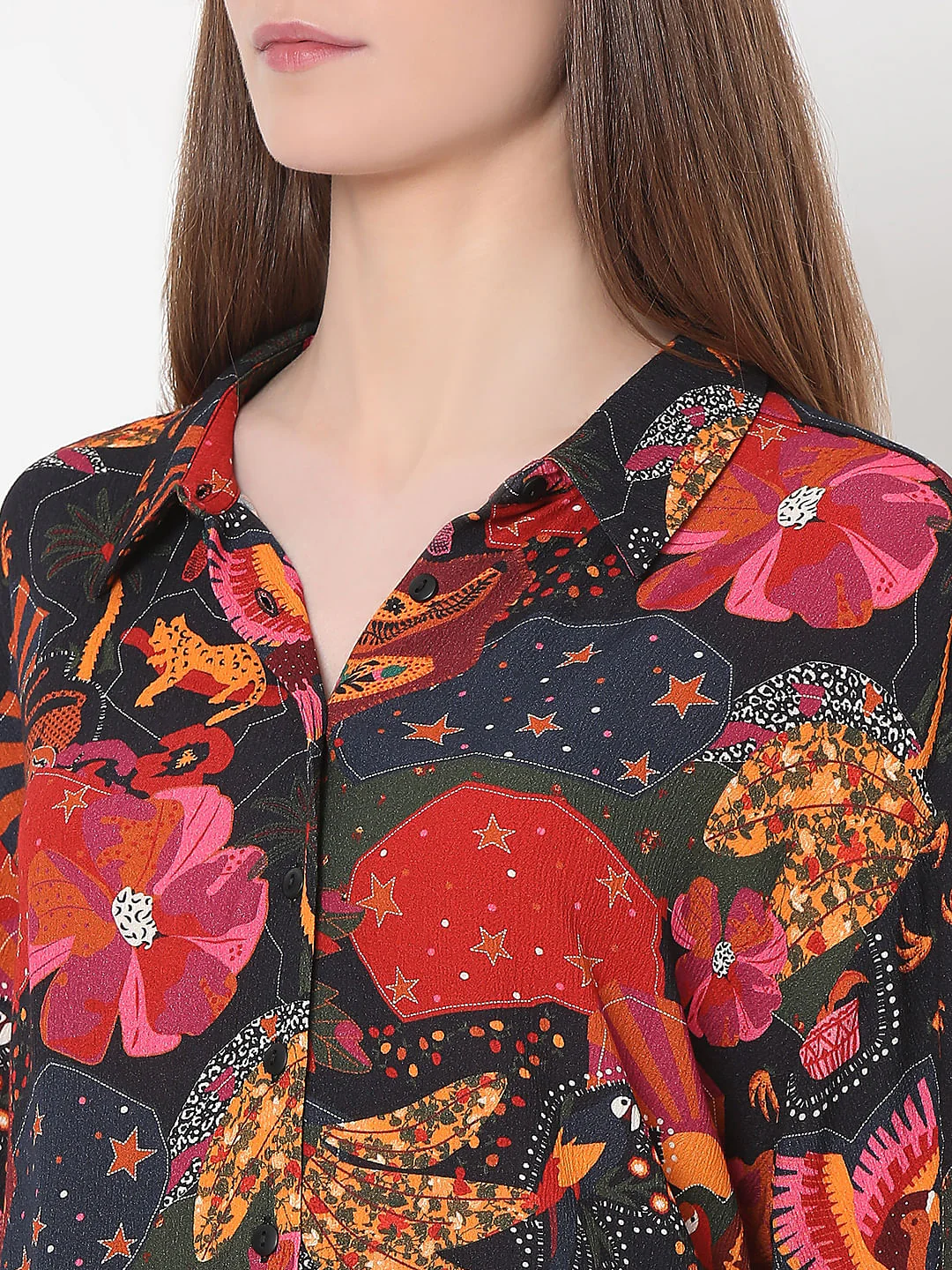 Black Floral Print Shirt - Image 8