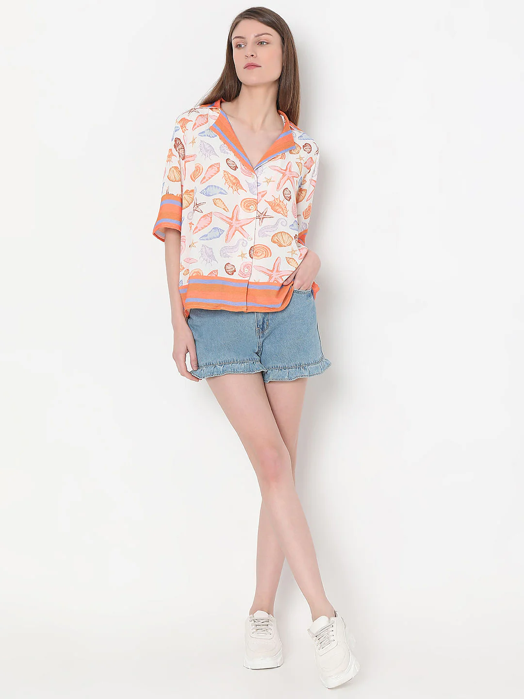 White Seashell Print Shirt - Image 5