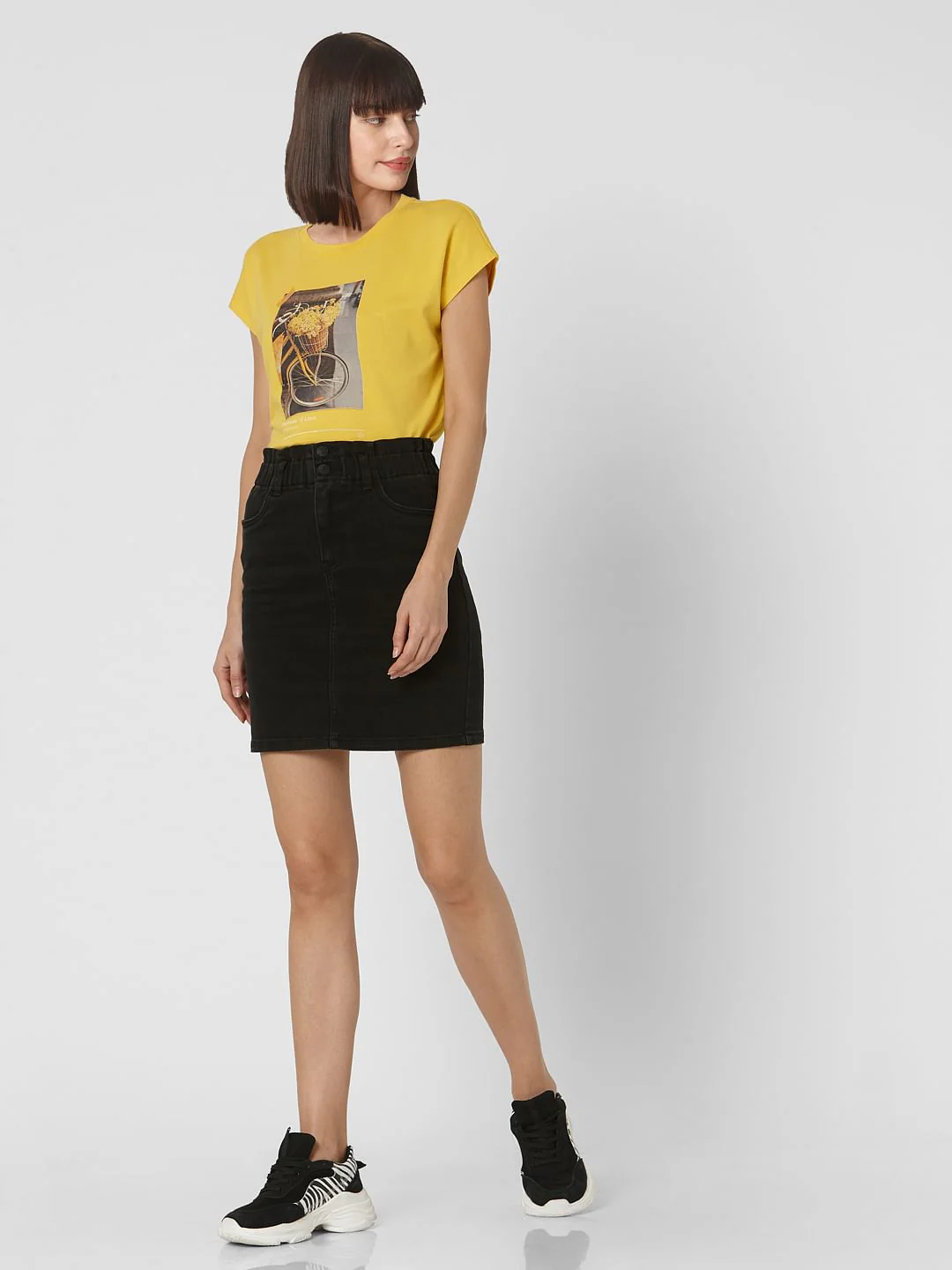 Black Mid Rise Denim Skirt - Image 6