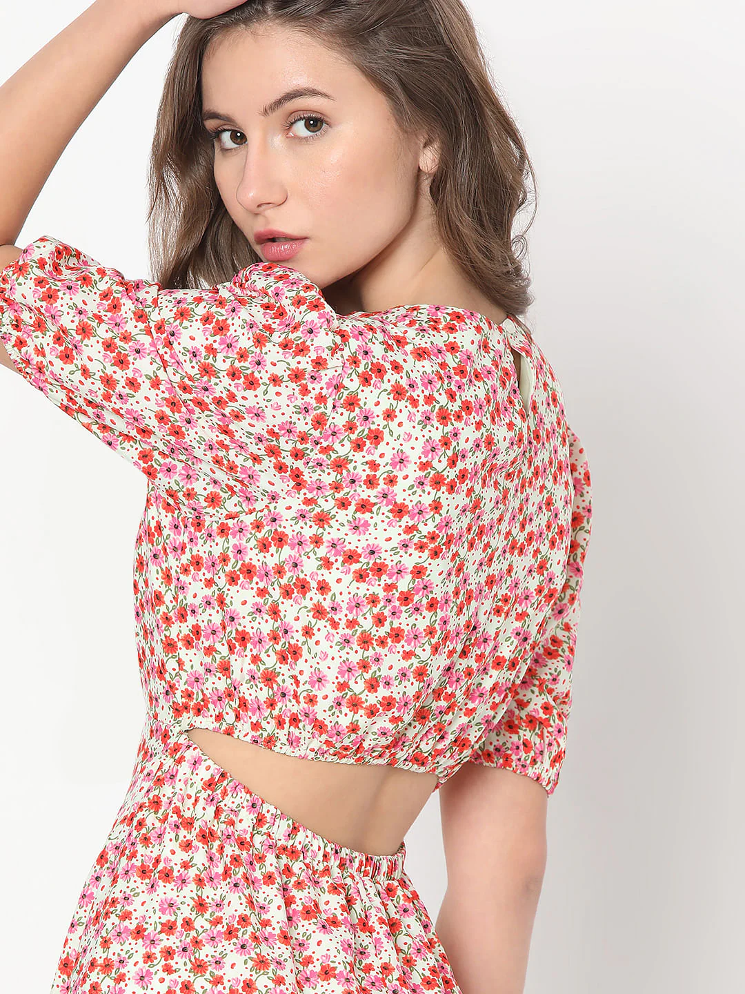 Red Floral Fit & Flare Dress - Image 6