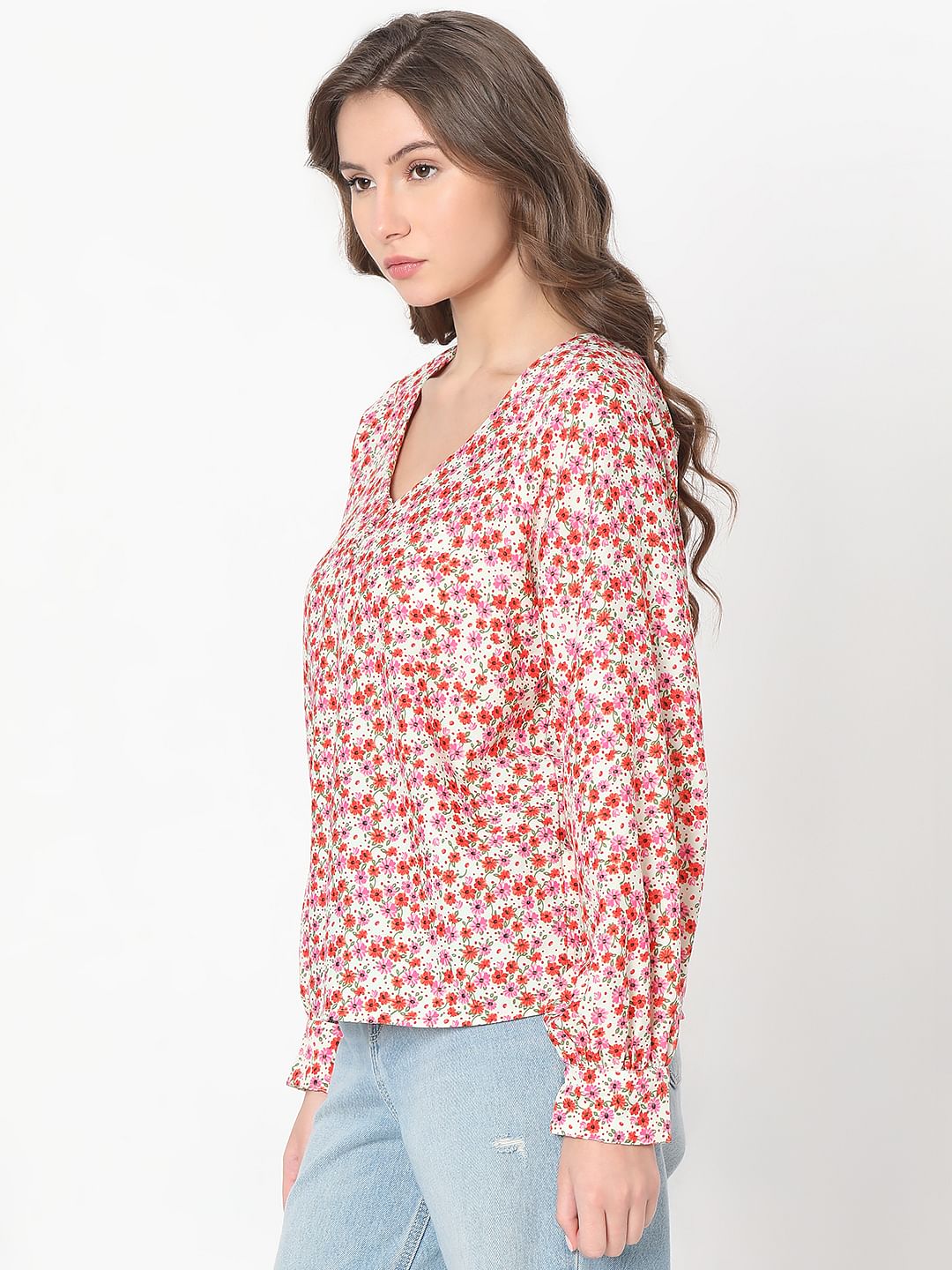 Red Floral Print Top - Image 3