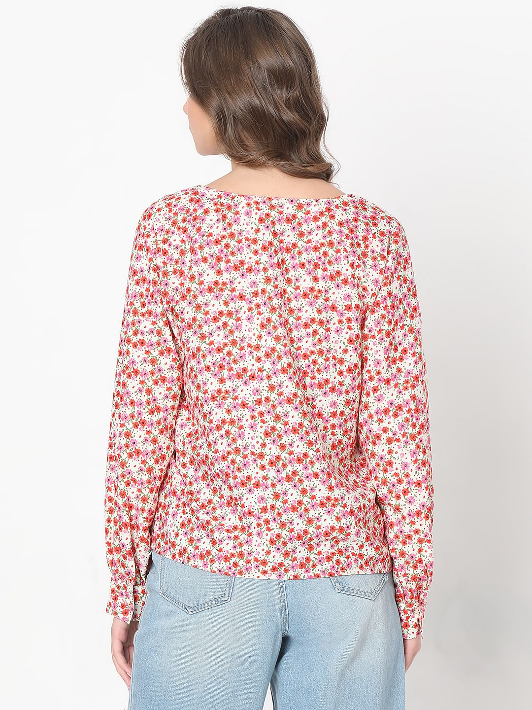 Red Floral Print Top - Image 4