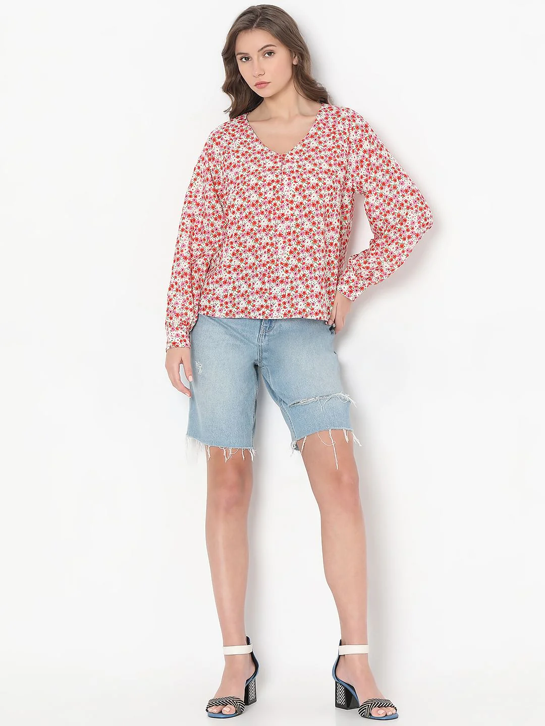 Red Floral Print Top - Image 5