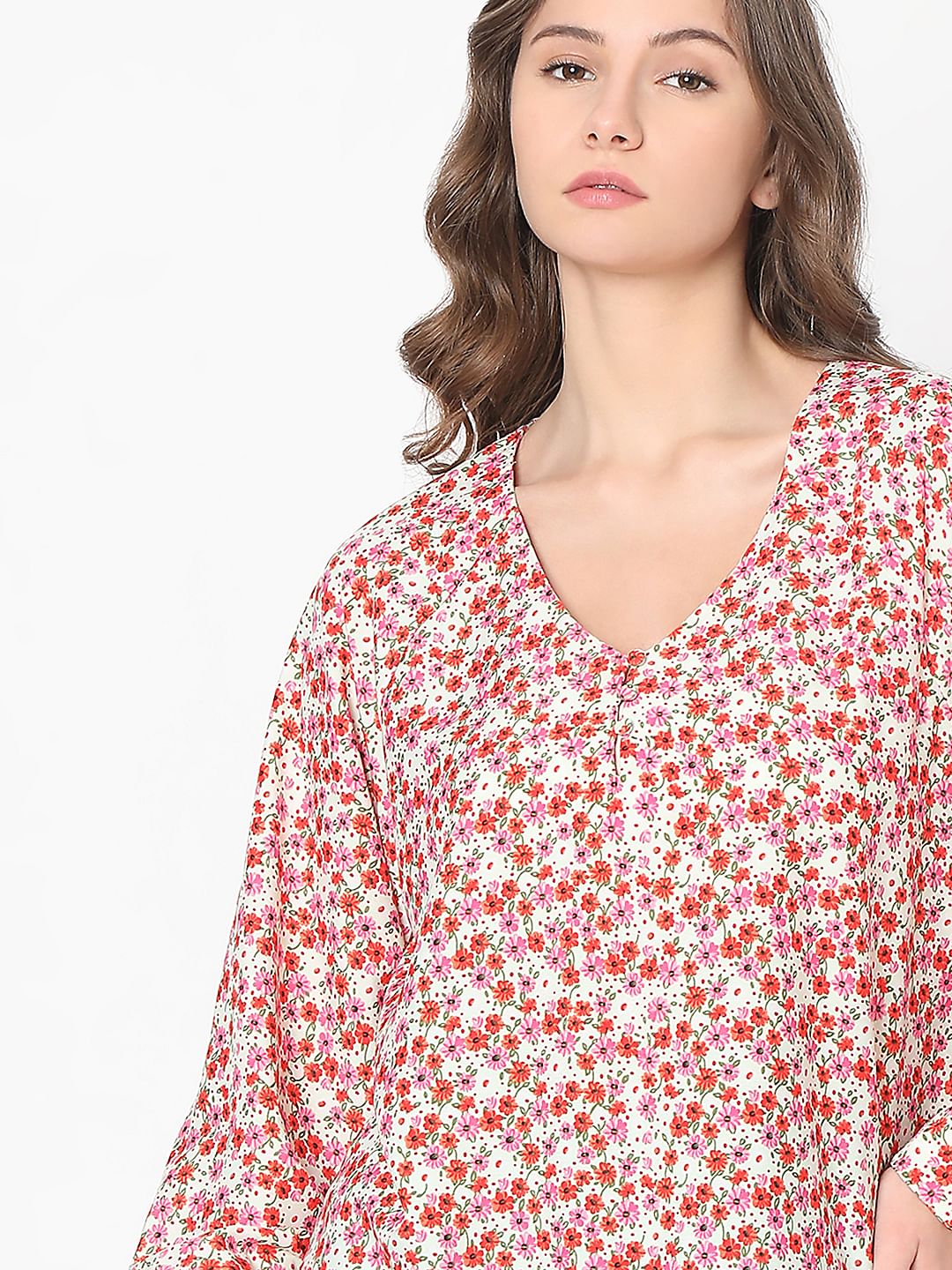 Red Floral Print Top - Image 6